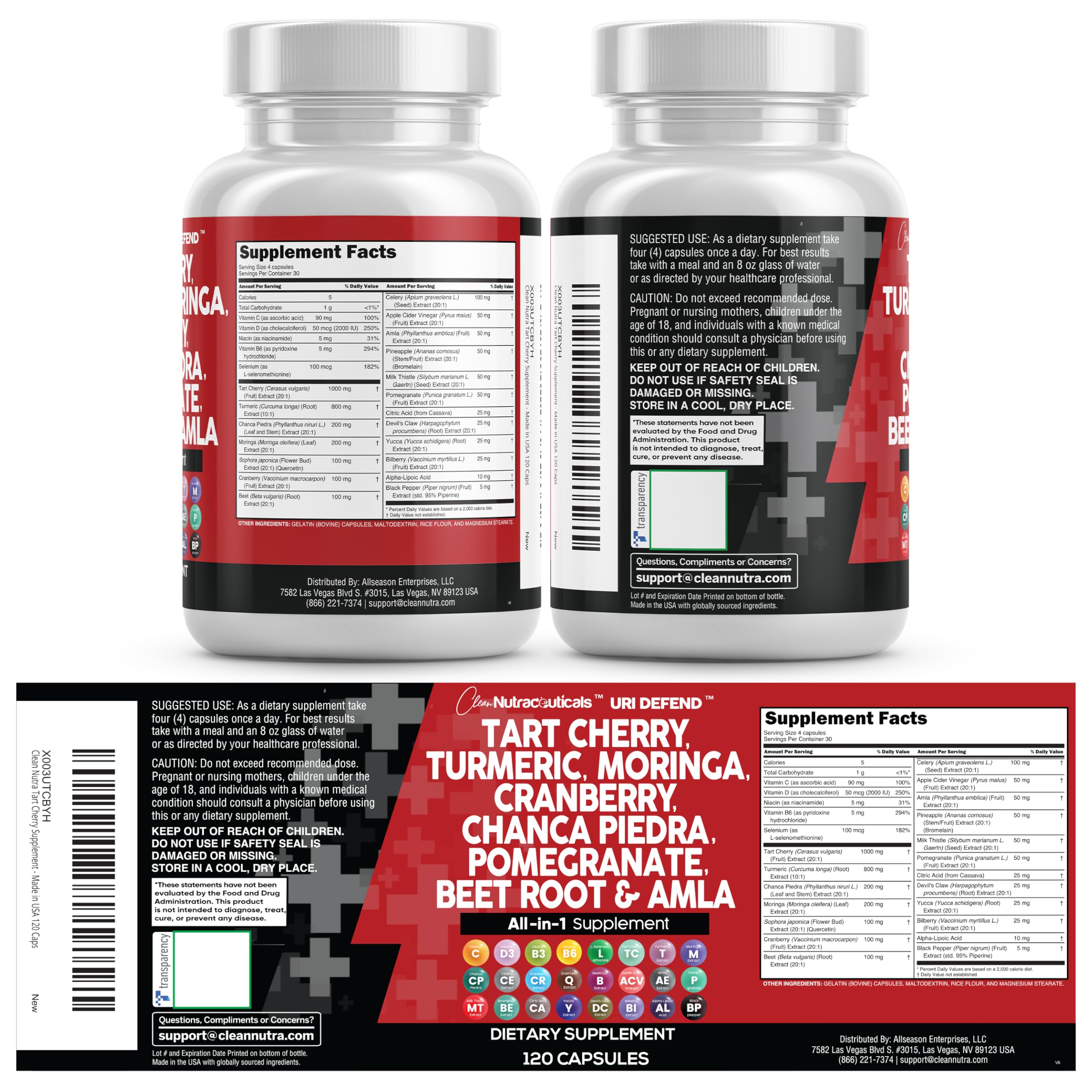 Bouteille Clean Nutraceuticals de capsules, pratique pour une routine santé quotidienne.