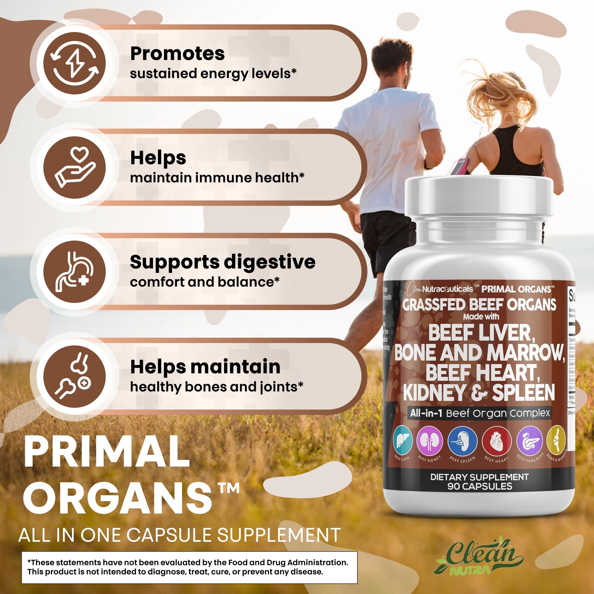 Clean Nutraceuticals capsules os et moelle bovin, soutien structure osseuse