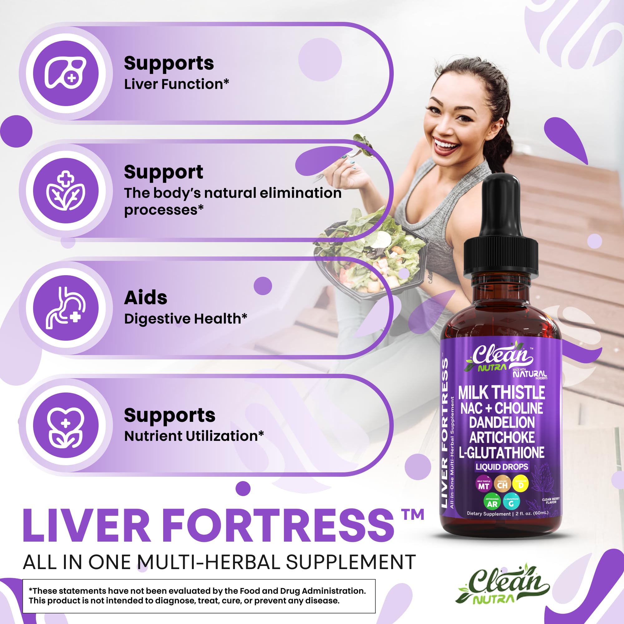 Liquide choline Clean Nutraceuticals, flacon pour faciliter le métabolisme des lipides