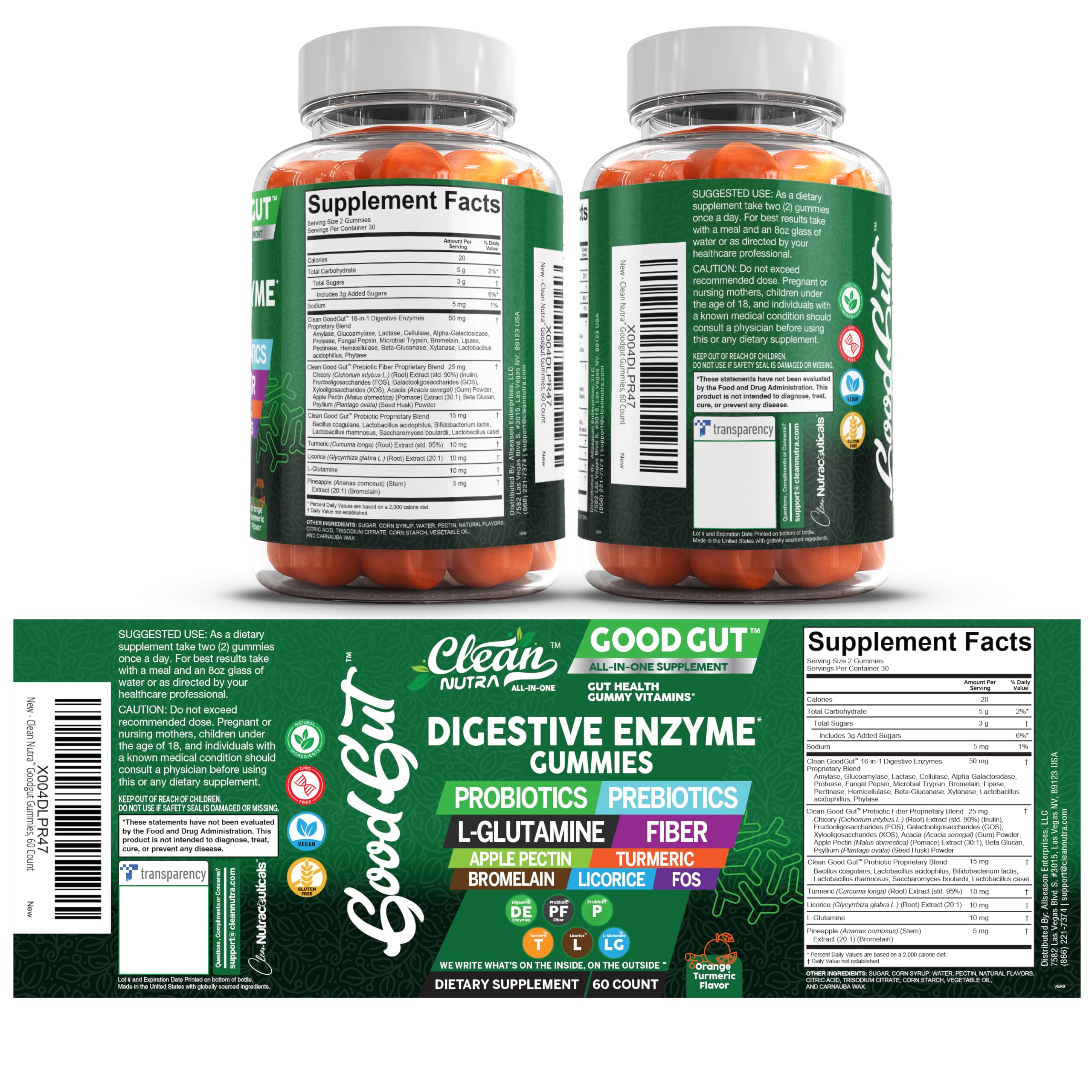 Gomme Clean Nutraceuticals prête à l’emploi, idéale en collation digestive pendant la journée.