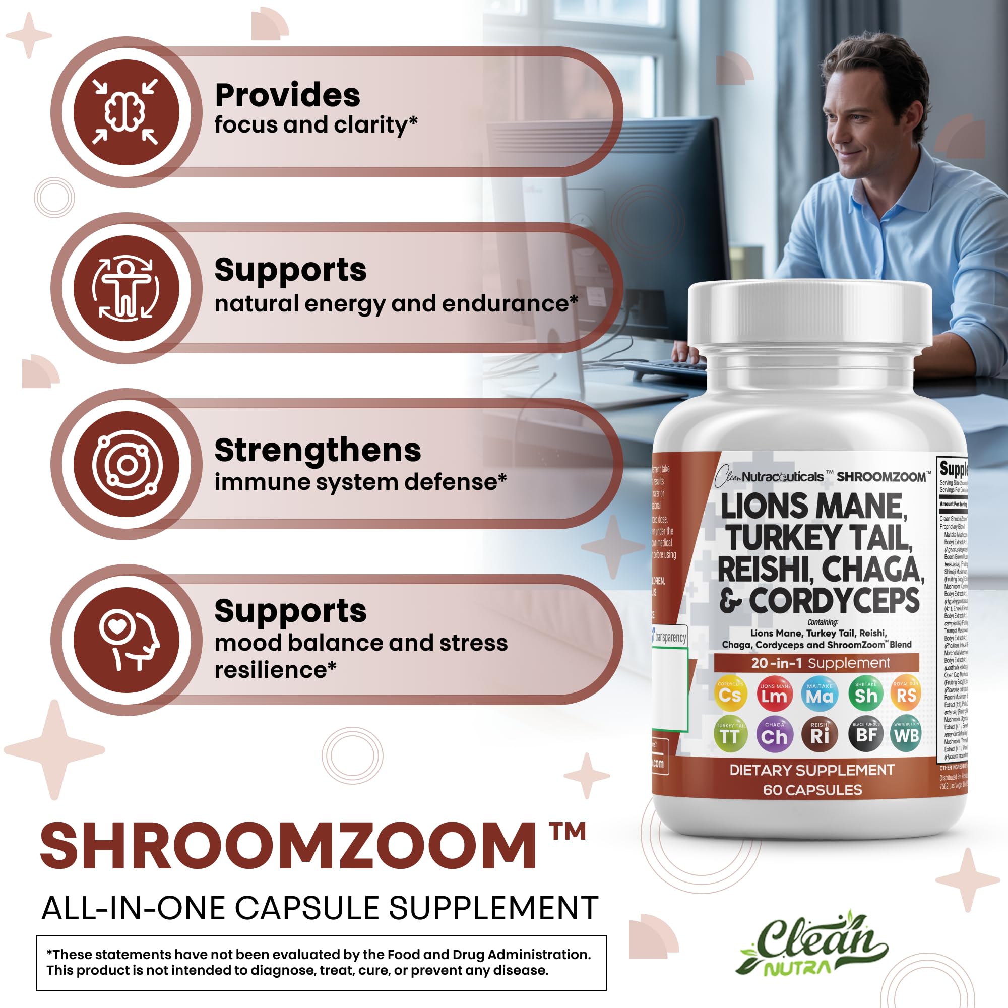 Cordyceps poudre de Clean Nutraceuticals – poudre fine pour une routine active.