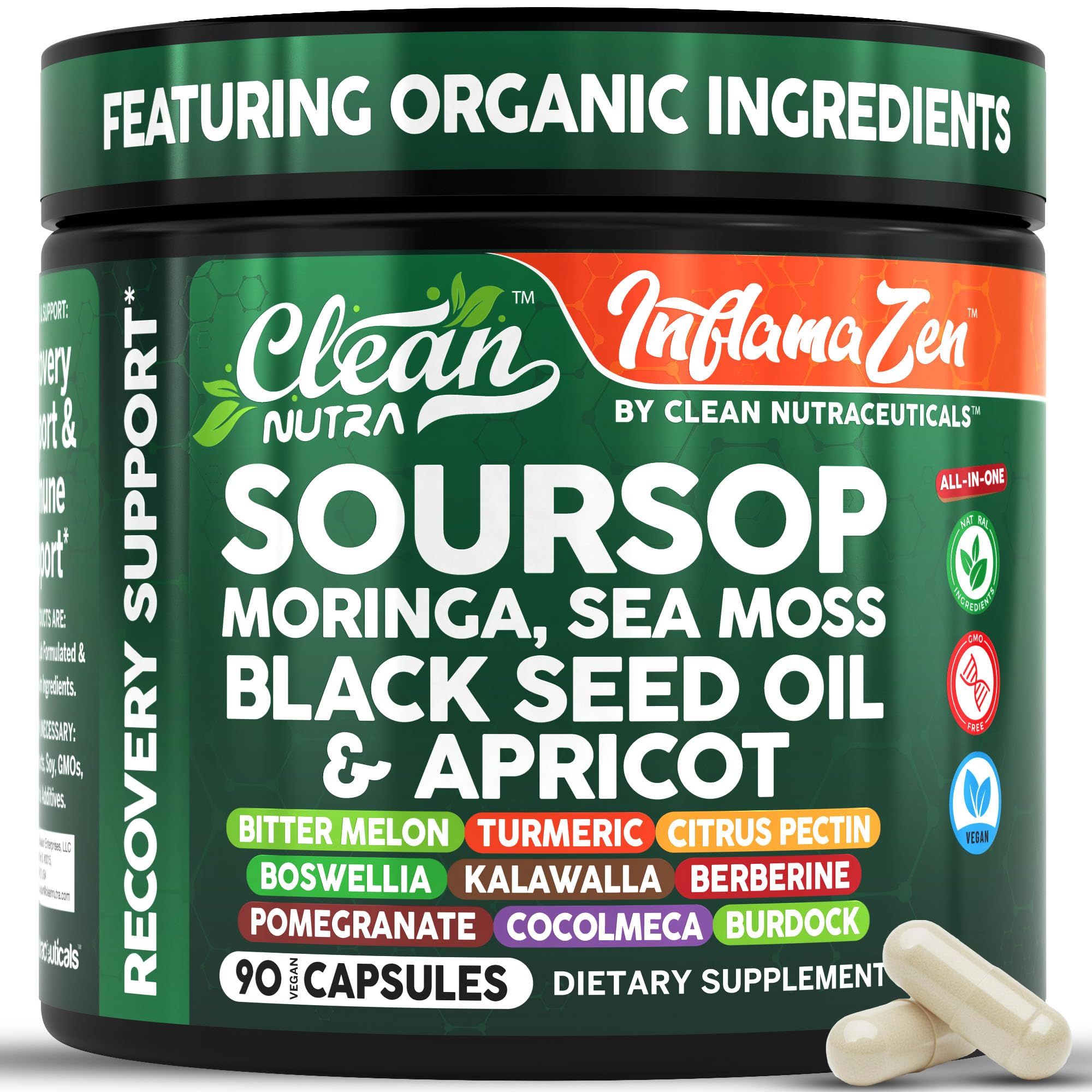 Clean Nutraceuticals corossol et moringa, soutien antioxydant quotidien.