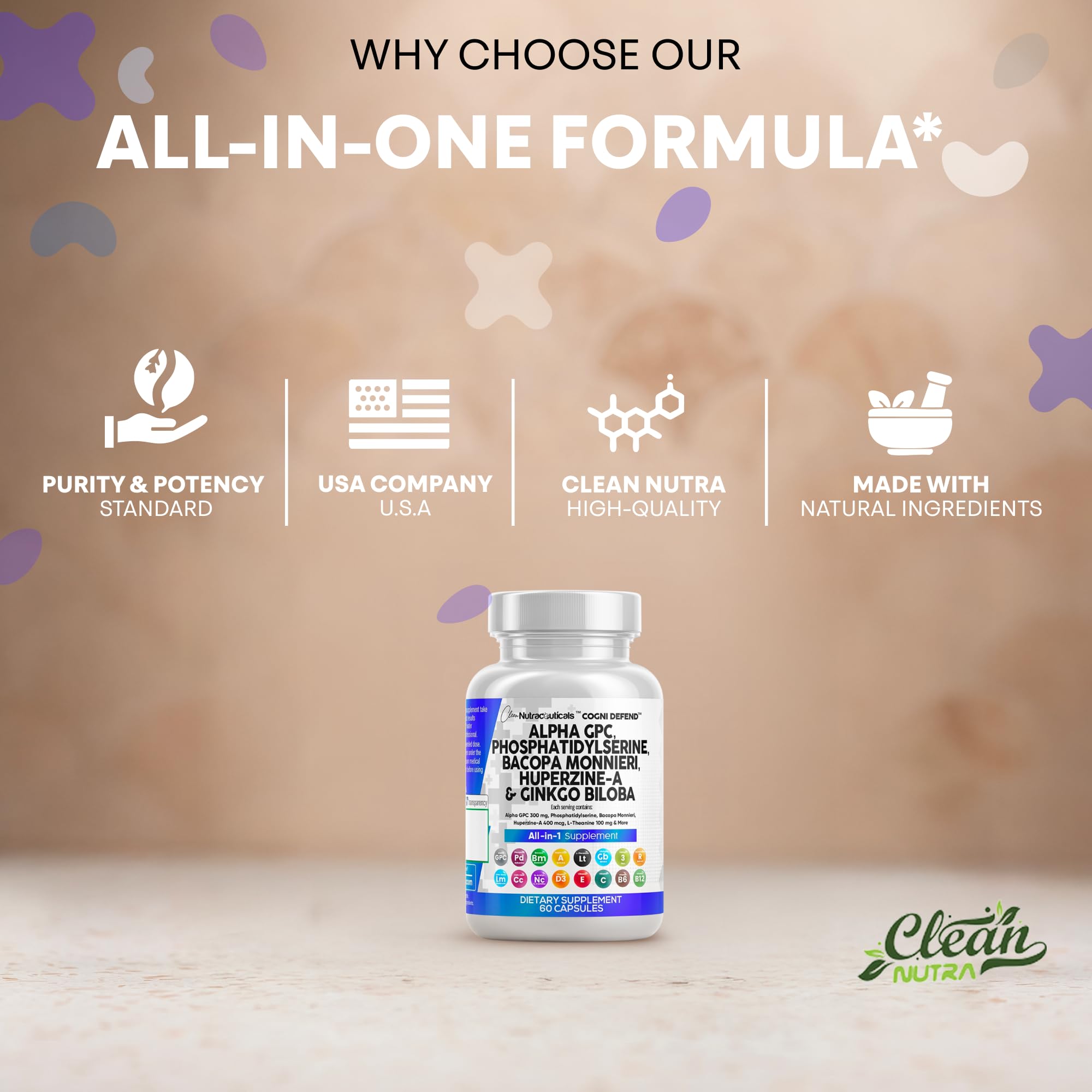 Clean Nutraceuticals Crinière de lion – capsules pour le support cognitif.