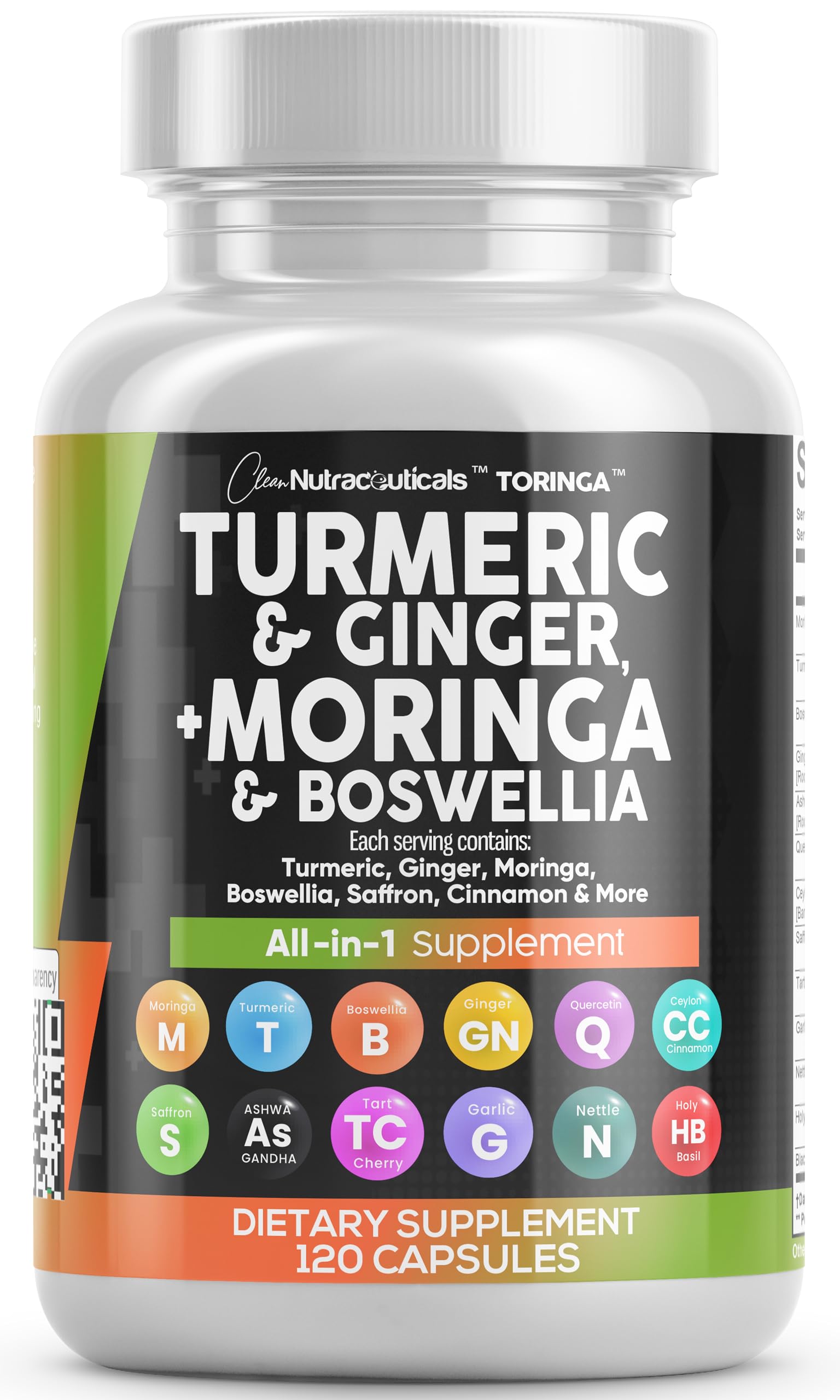 Clean Nutraceuticals Curcuma Moringa Bouteille : équilibre quotidien et énergie naturelle.