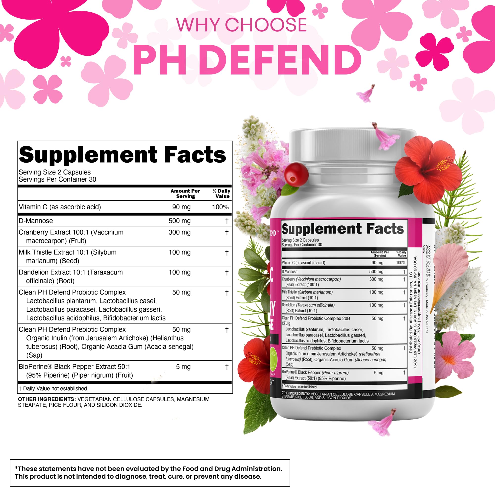 Clean Nutraceuticals, D-Mannose 500 mg, peut soutenir les défenses urinaires.