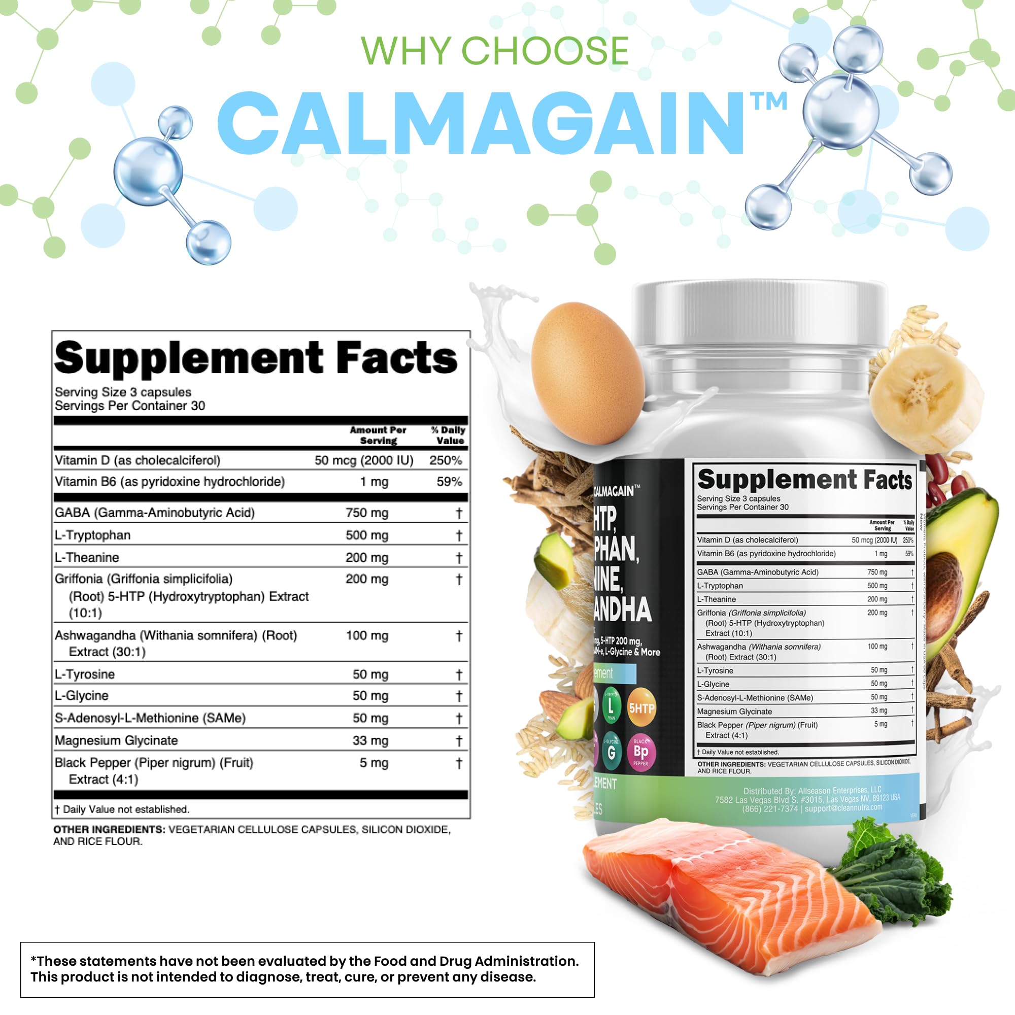 Dosage 5-HTP 200mg dans Clean Nutraceuticals pour équilibre d'humeur.
