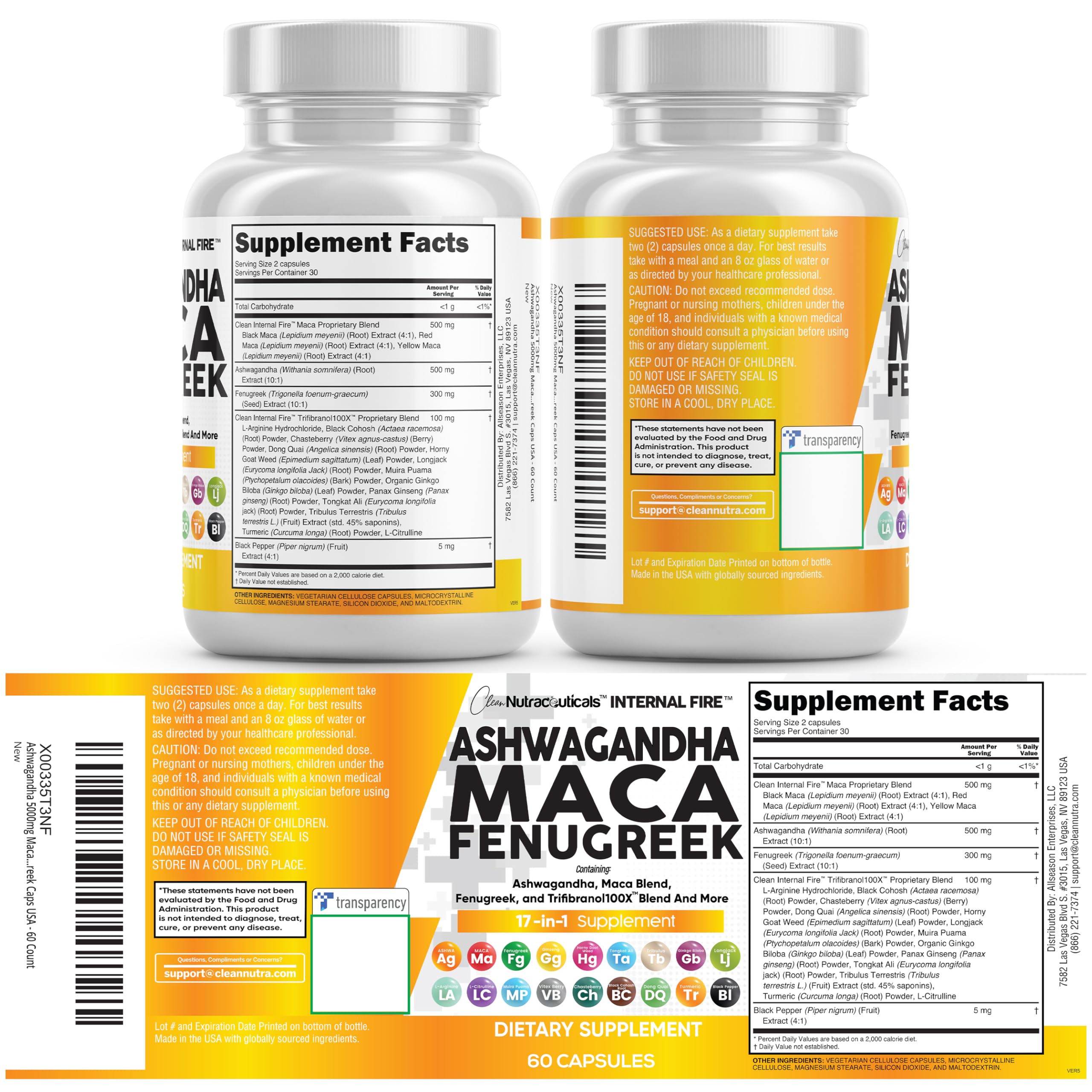 Clean Nutraceuticals: emballage élégant du complément pour une présentation premium.