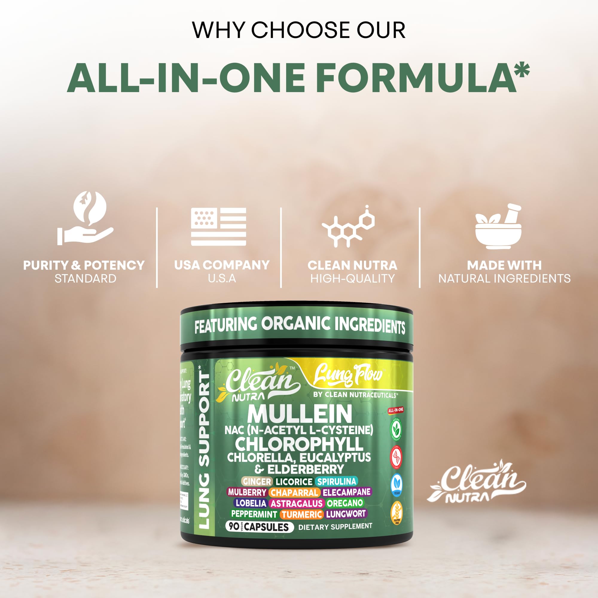 Clean Nutraceuticals – étiquette de dosage claire pour une utilisation quotidienne.