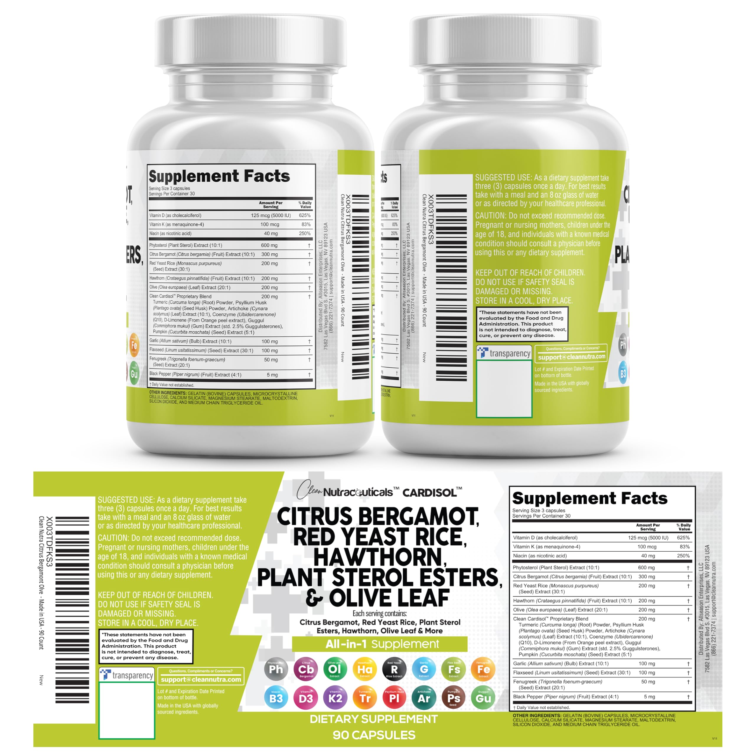 Capsules extrait aubepine-feuilles-dolivier Clean Nutraceuticals, extrait botanique pour le bien-être.