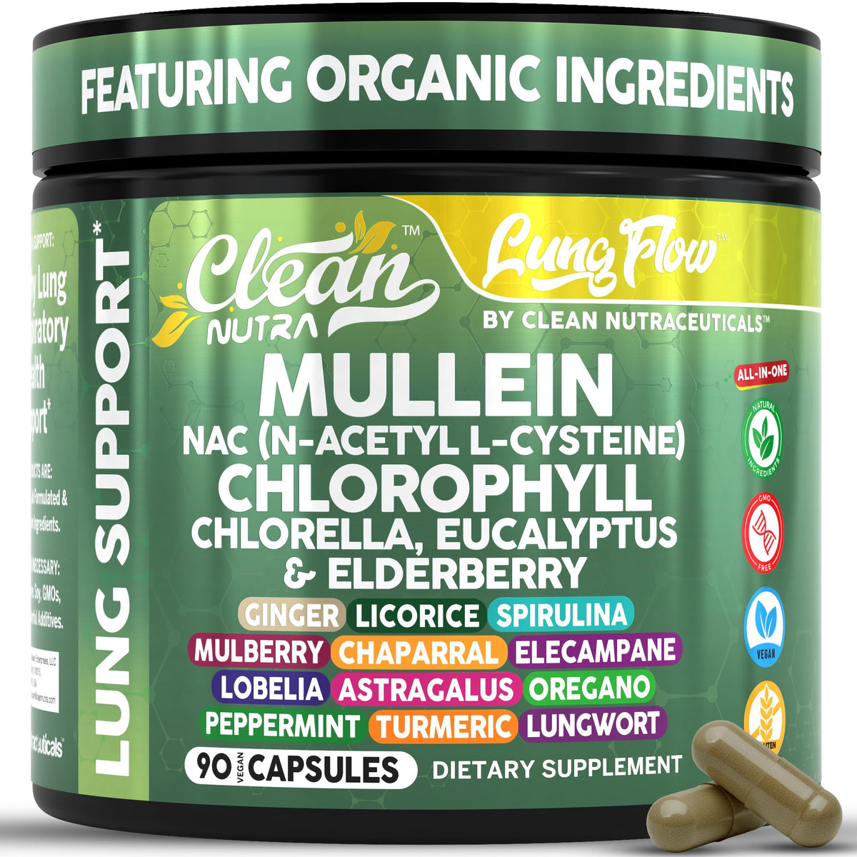 Clean Nutraceuticals – feuille bouillon-blanc en bouteille pour un soutien pulmonaire naturel.