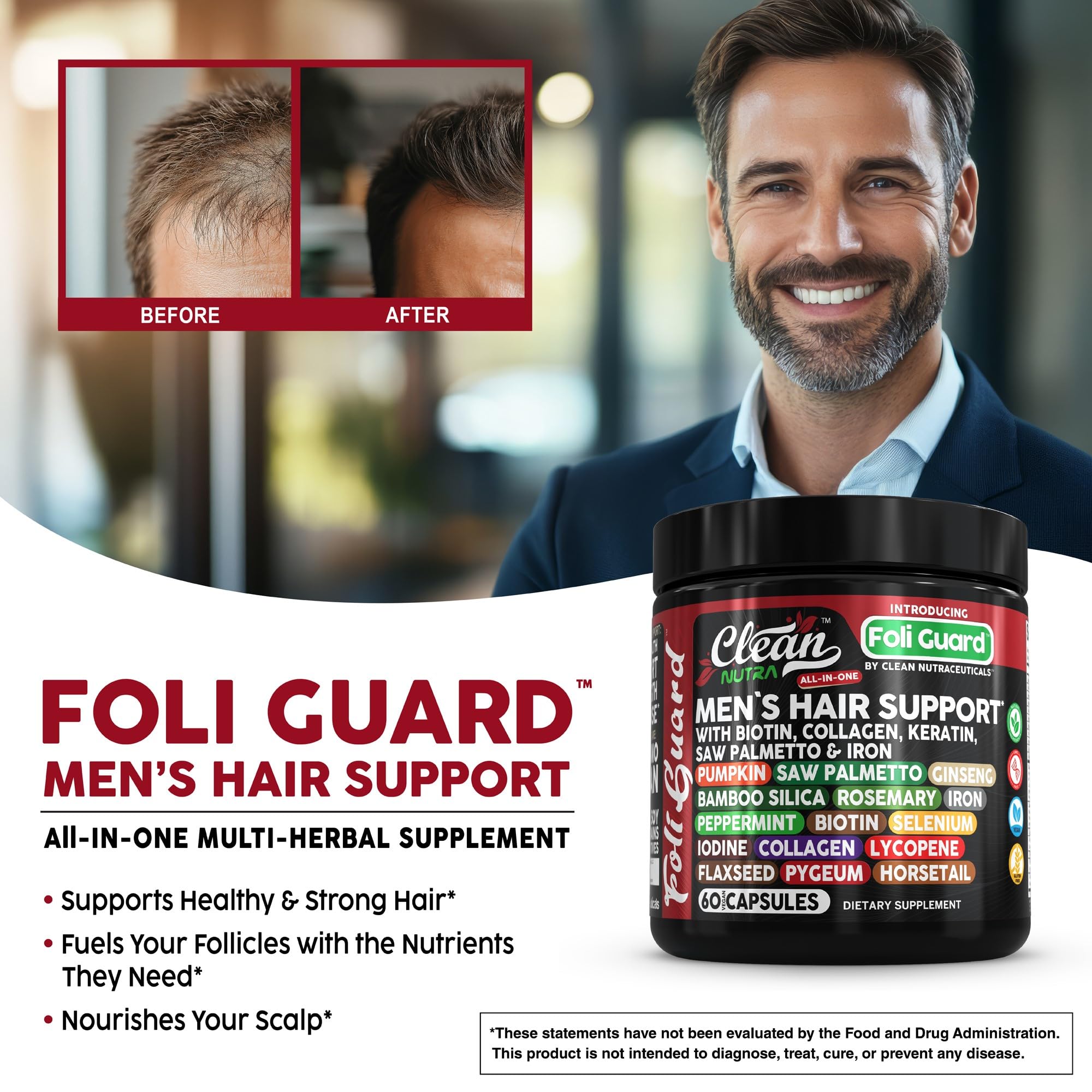 Clean Nutraceuticals Foli Guard — huile graines de courge pour hydrater le cuir chevelu.