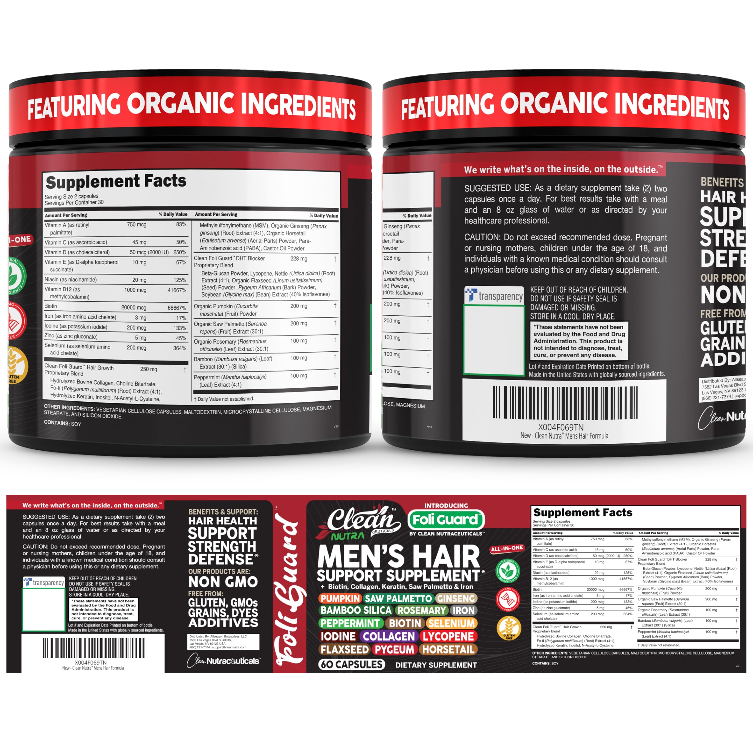 Clean Nutraceuticals Foli Guard — minéraux fer et zinc pour nourrir les follicules.