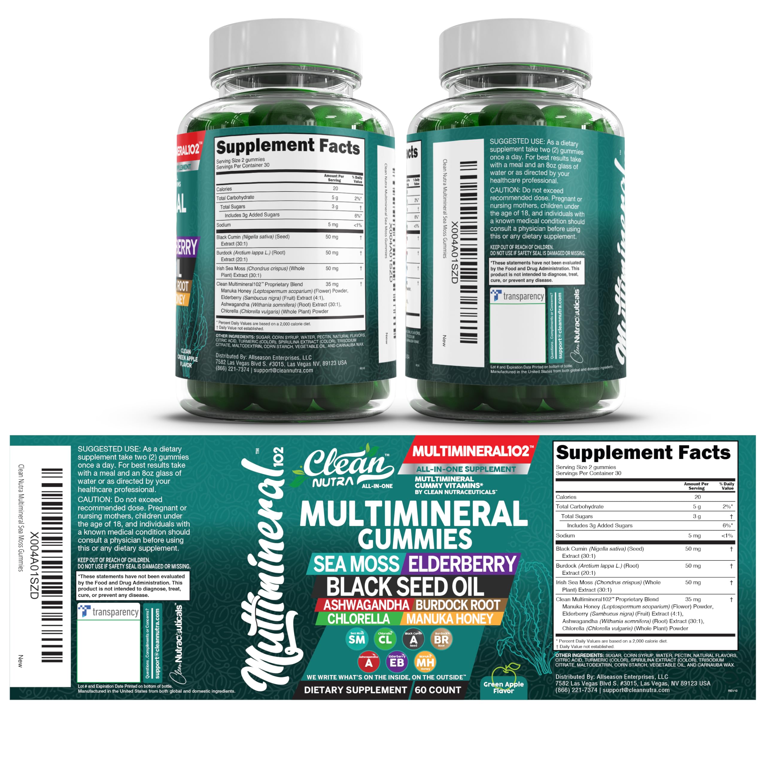 Gomme algues marines irlandaises Clean Nutraceuticals, complément minéral stimulant.