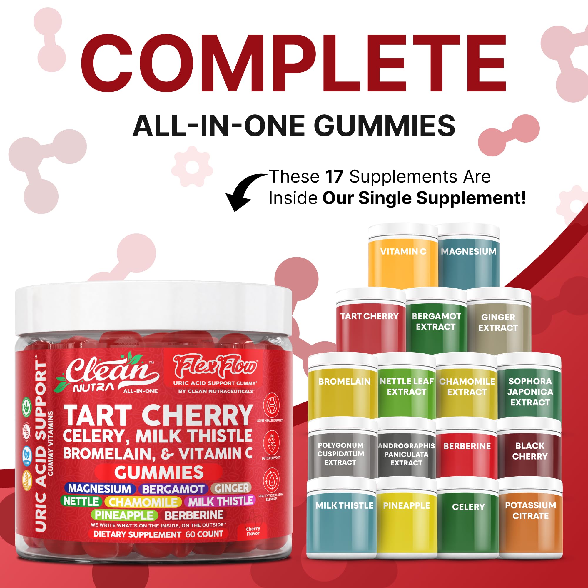 Gomme cerise Clean Nutraceuticals en gros plan, saveur naturelle et texture agréable.