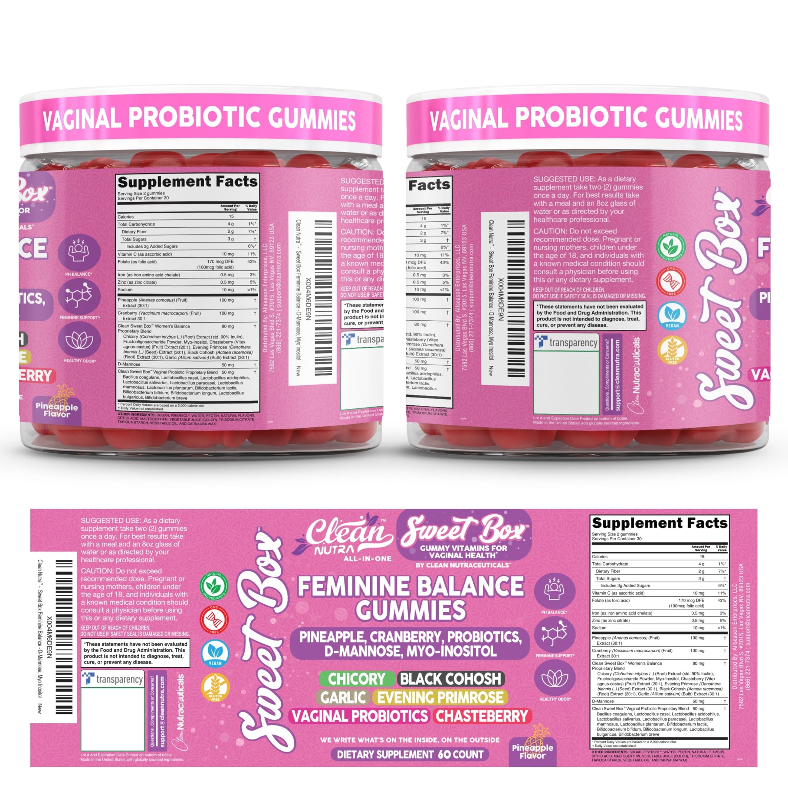 Gommes acide folique et fer Clean Nutraceuticals-ananas, supplément quotidien pratique.