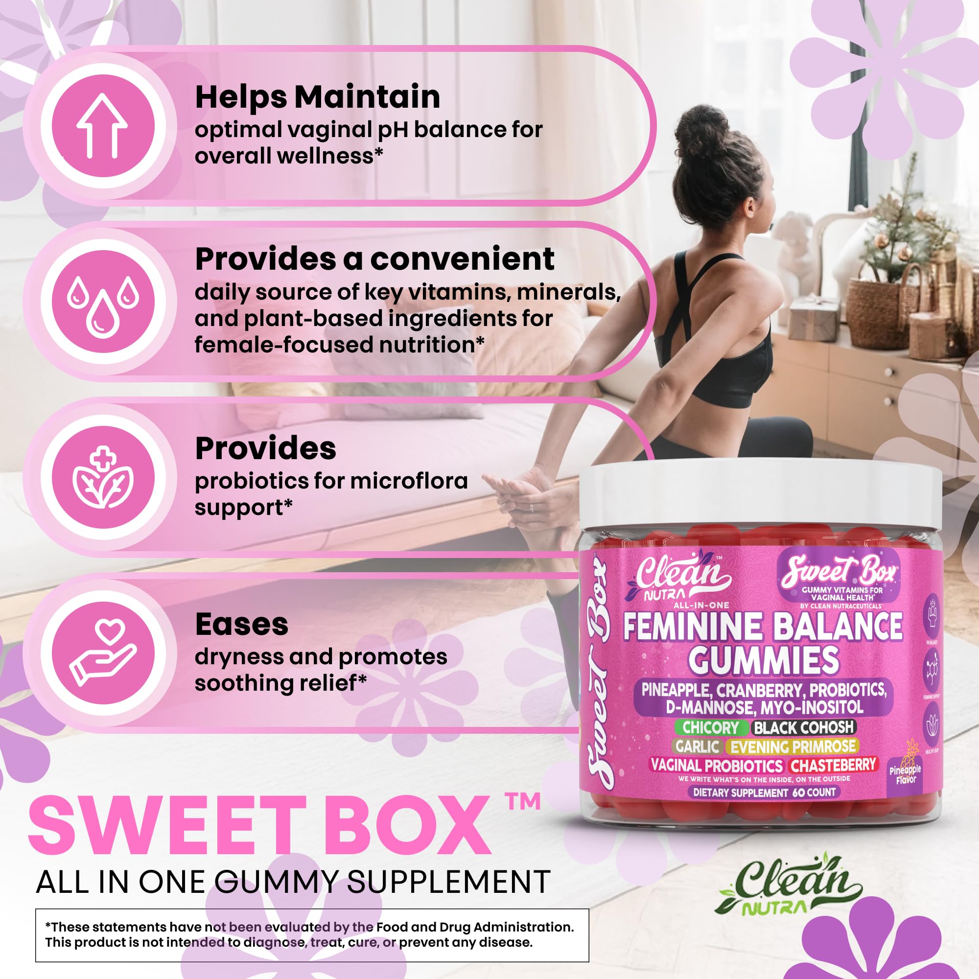 Gommes vitex et fruits de gattilier Clean Nutraceuticals-ananas, possible aide à l'équilibre hormonal.