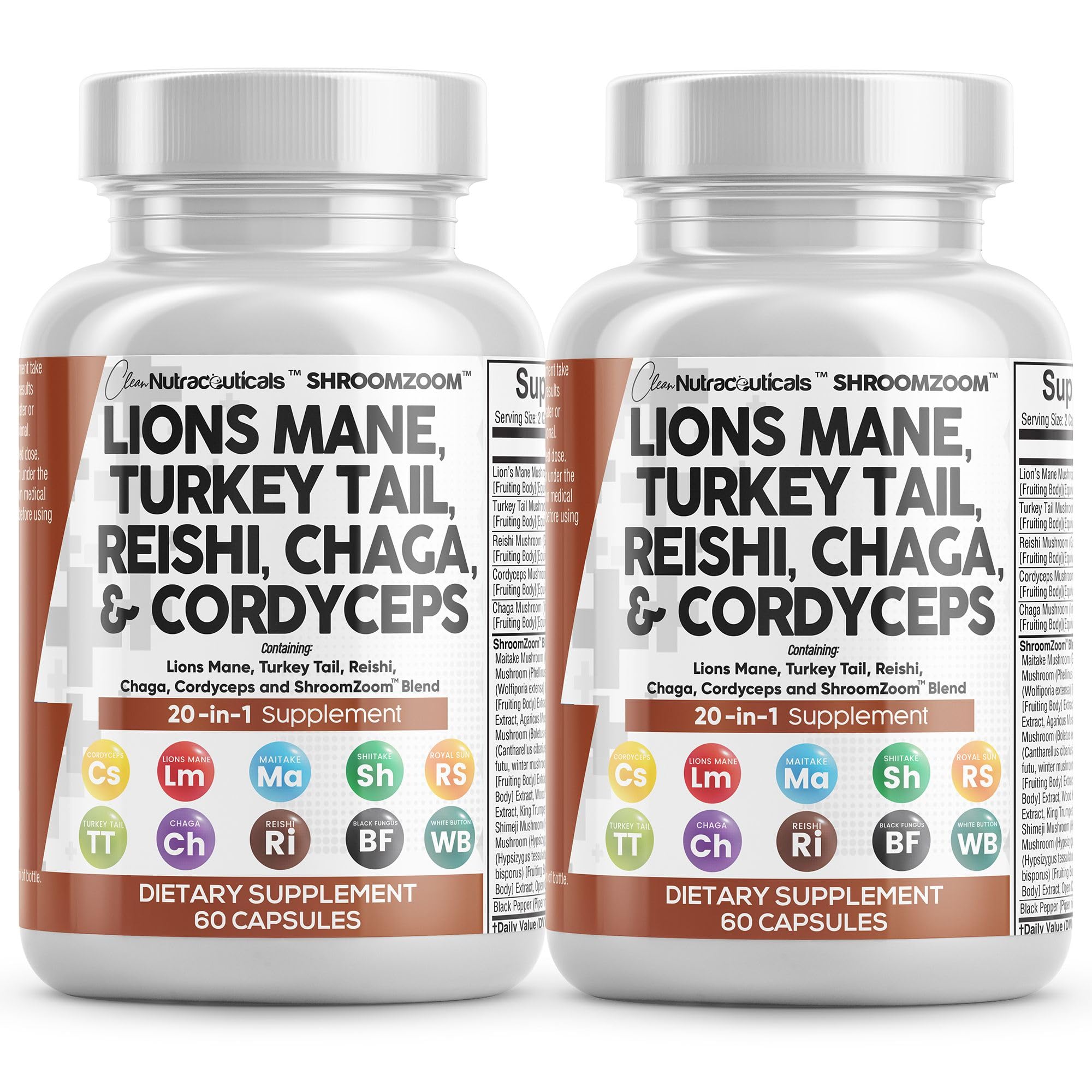 Clean Nutraceuticals Lions Mane 20en1 – Bouteille prête à l’emploi pour votre routine.