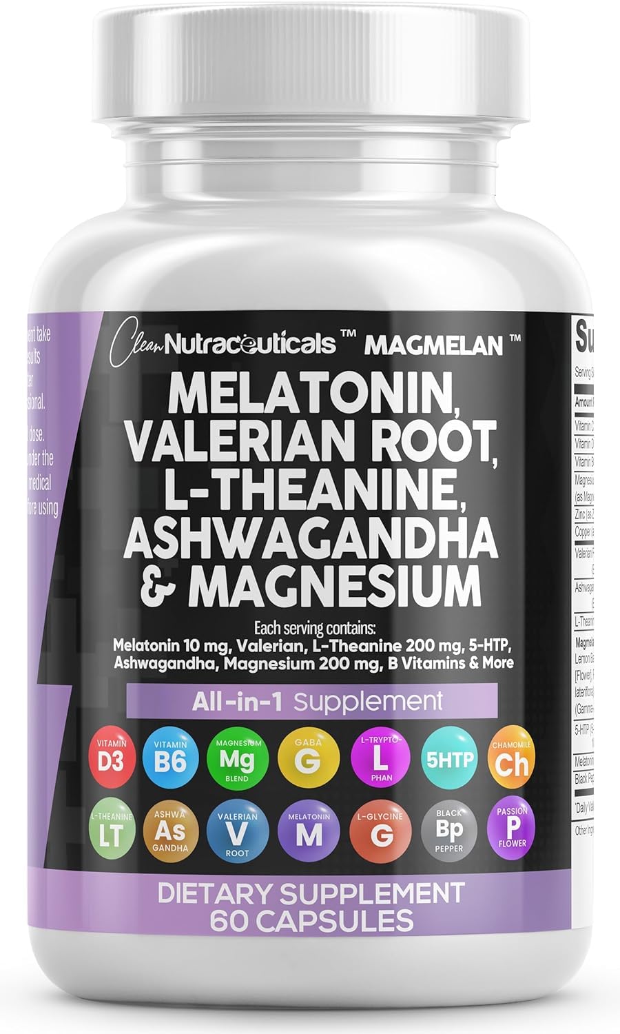Mélatonine Clean Nutraceuticals en bouteille, soutien sommeil potentiel.