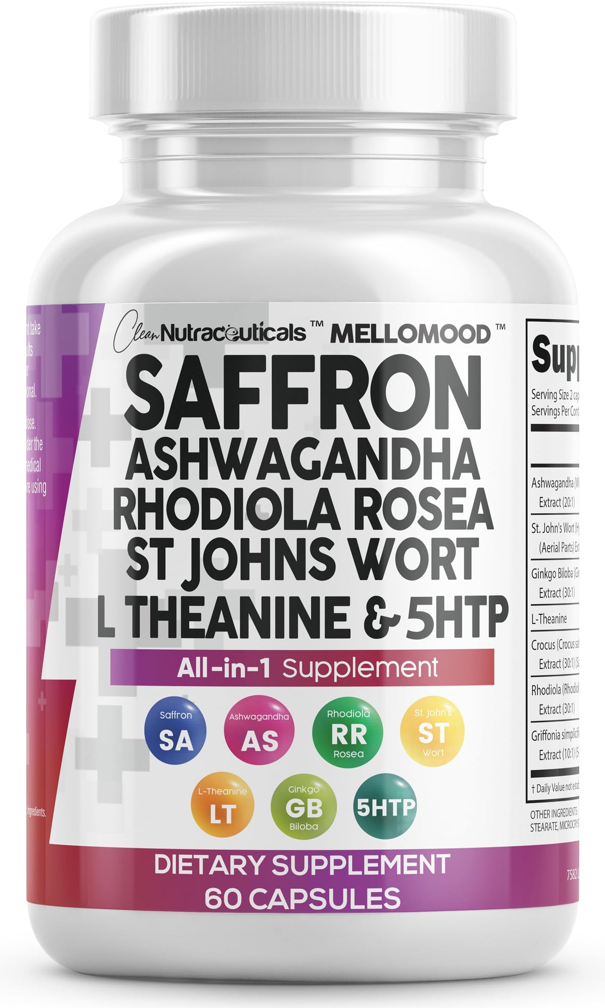 Mellomood de Clean Nutraceuticals : capsule safran et ashwagandha pour l'équilibre émotionnel.