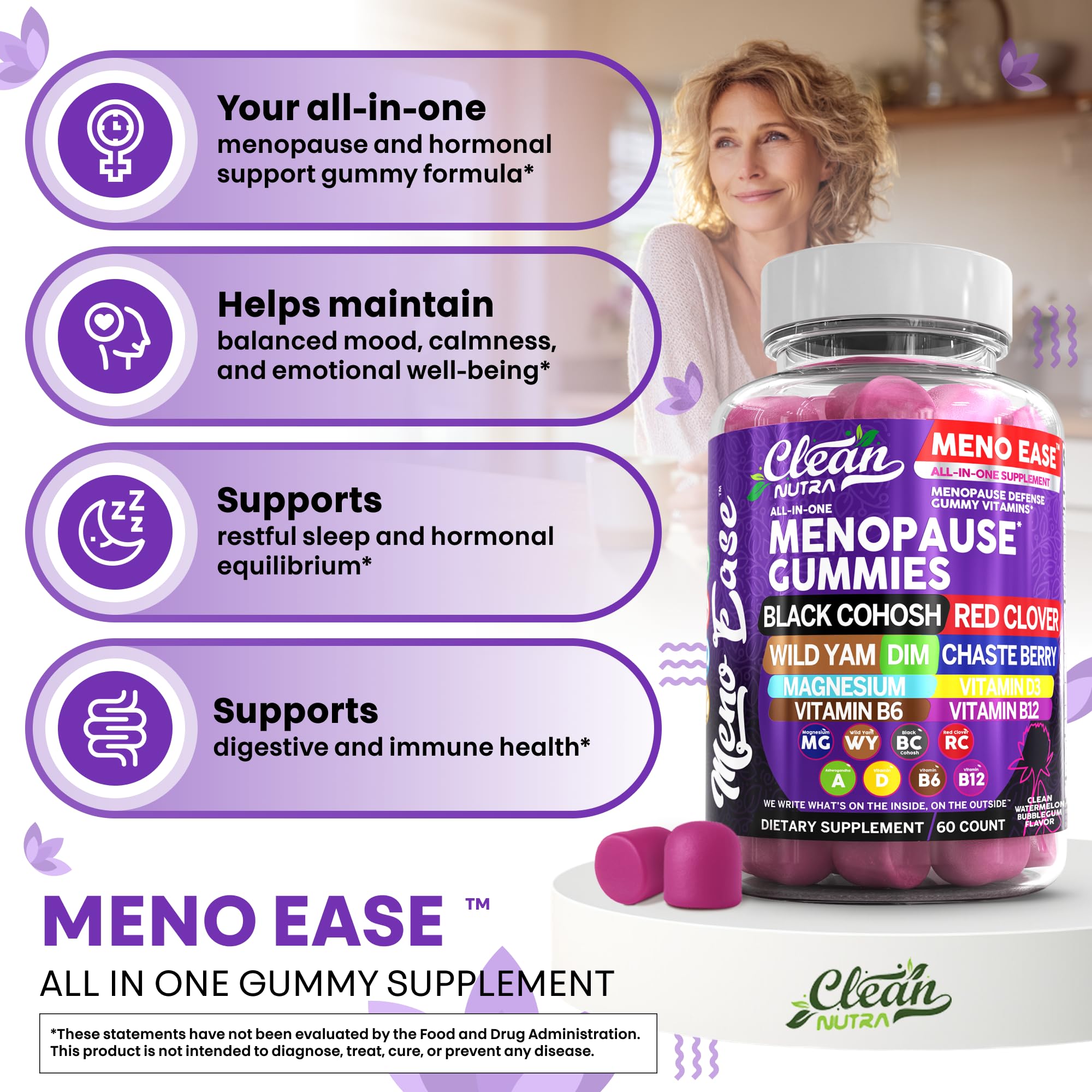 Vitamines B6 et B12 pour énergie et métabolisme dans Meno Ease.