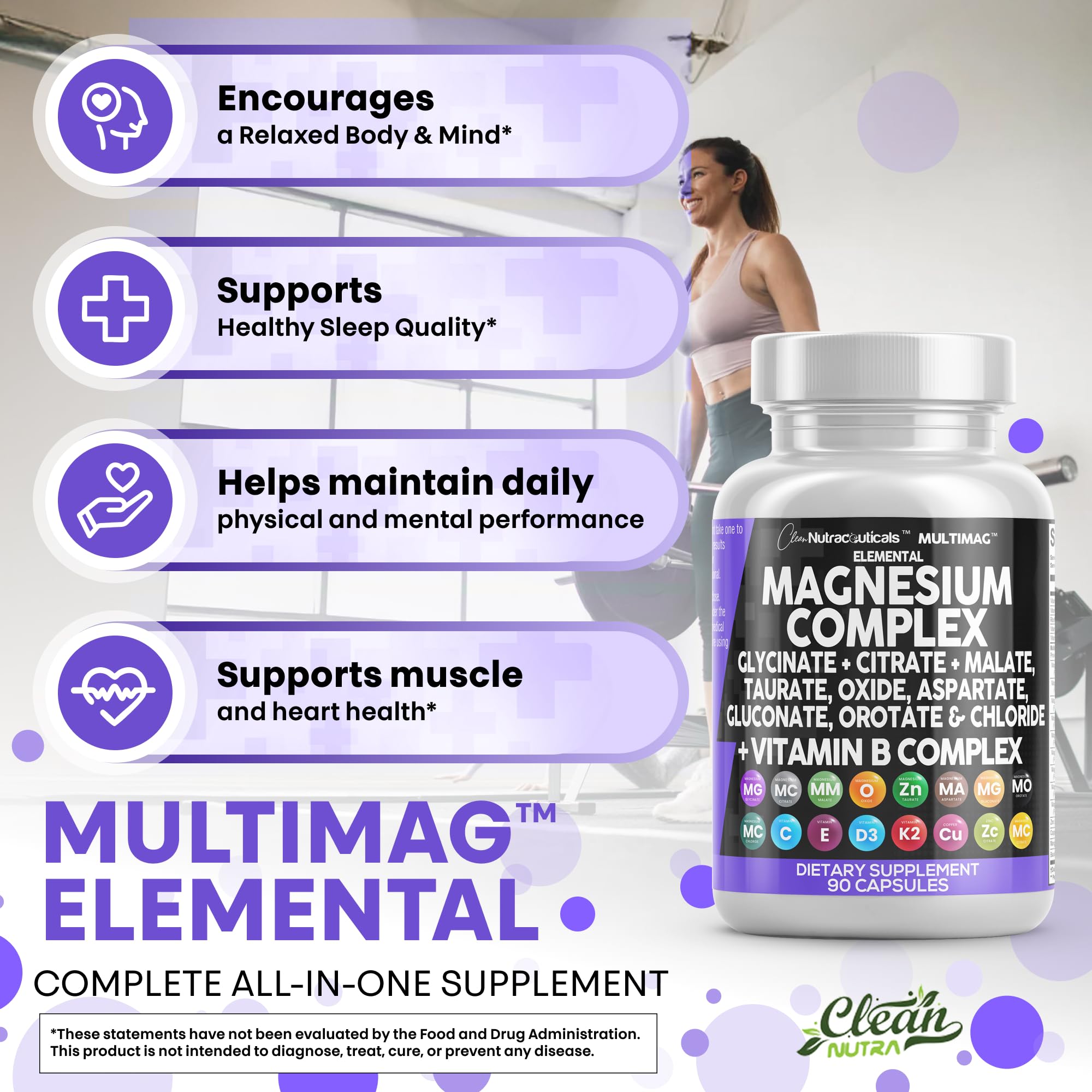 Clean Nutraceuticals MultiMagnesium – nutriments complémentaires (zinc, vitamines) pour un équilibre quotidien.