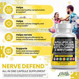 Clean Nutraceuticals Nerve Defend: étiquette lisible indiquant les vitamines B1, B6 et B12