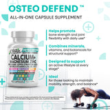 Note nutritionnelle affichée – minéraux et vitamines d'Osteo Defend.