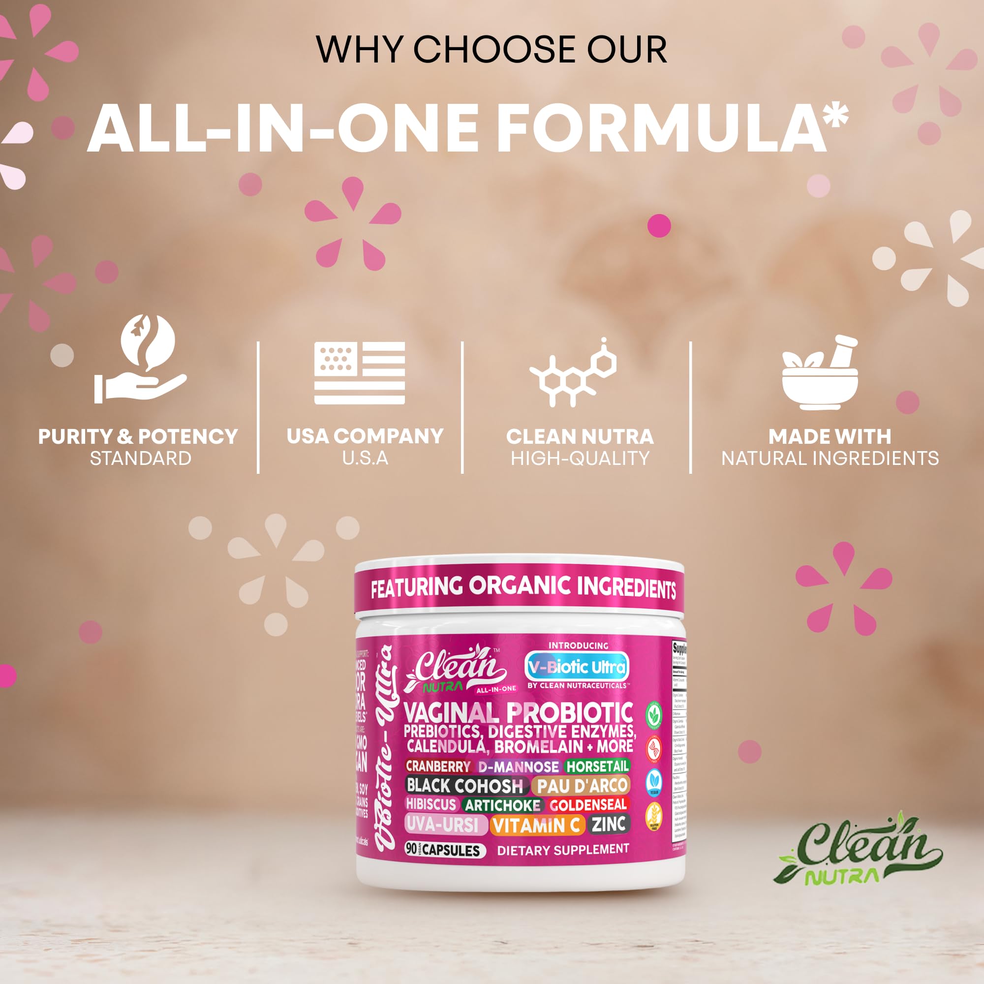 Formule tout-en-un pour équilibre vaginal et digestion.