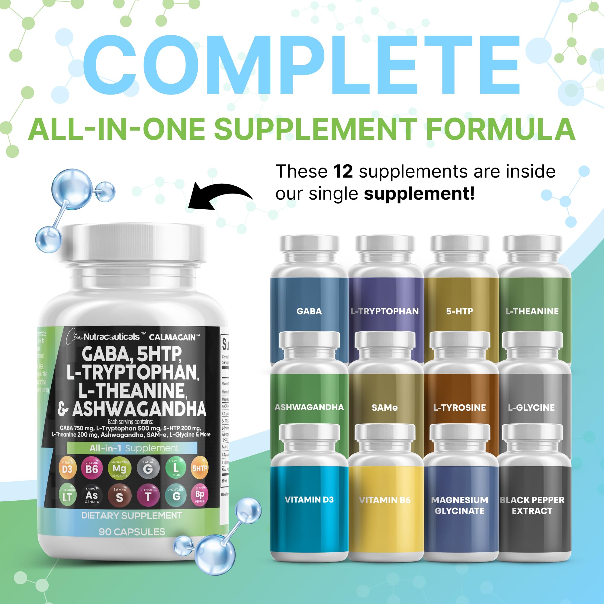Sachet de poudre L-Tryptophane Clean Nutraceuticals pour le soutien émotionnel.
