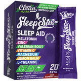 Emballage Sleep Stix Clean Nutraceuticals, pratique pour une routine nocturne portable.