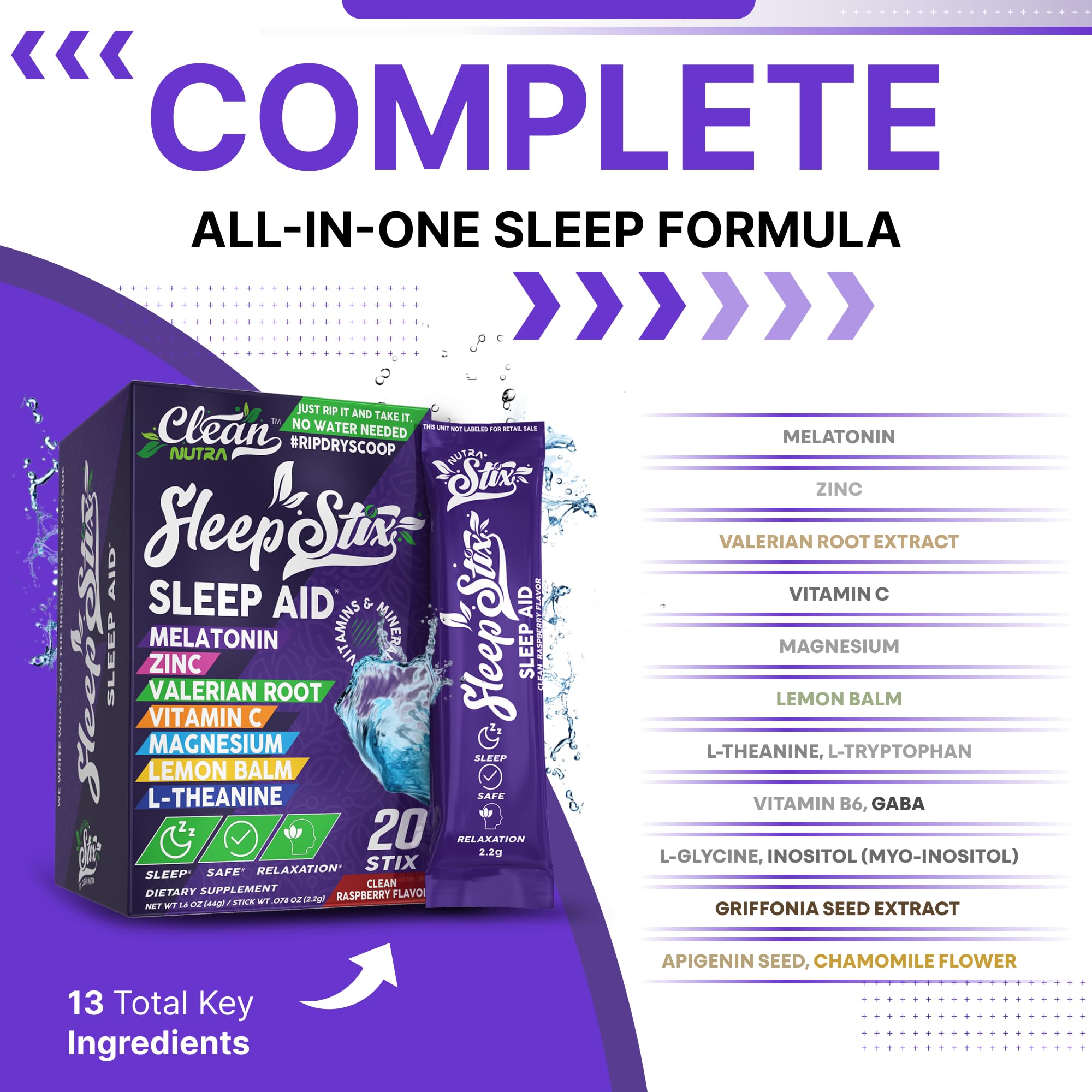 Sleep Stix mélatonine poudre: facilite l'endormissement.