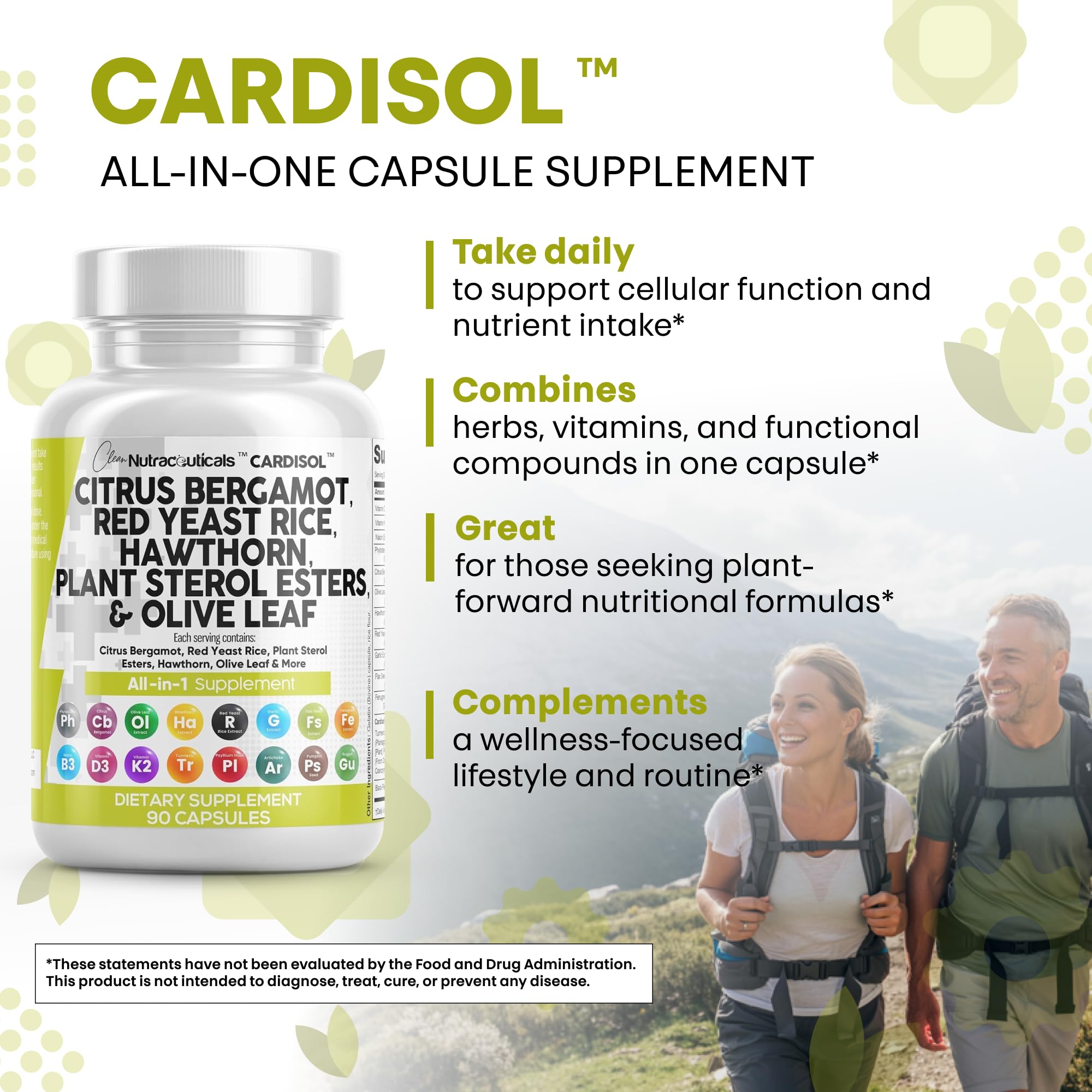 Capsules stérols végétaux Clean Nutraceuticals, mélange végétal pour l'équilibre.