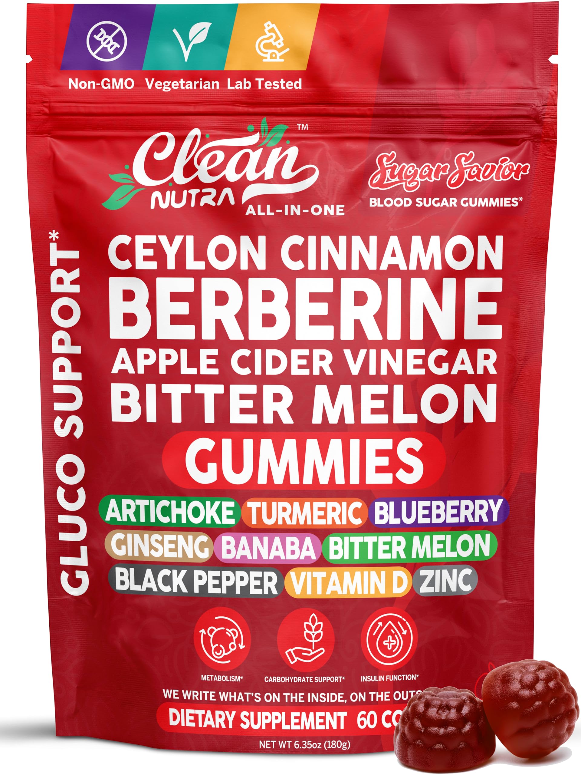 Sugar Savior de Clean Nutraceuticals – bouteille montrant cannelle et berbérine, soutien métabolique possible