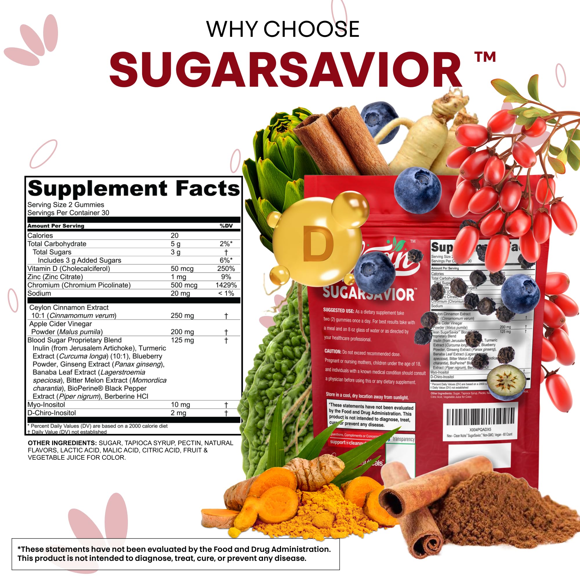 Sugar Savior – gommes curcuma et bleuets, couleur vive et collation saine
