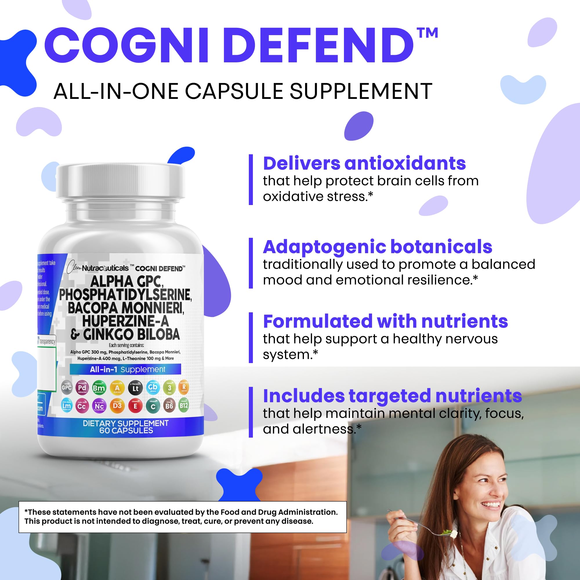 Clean Nutraceuticals Uridine – capsules associées à un soutien cognitif.
