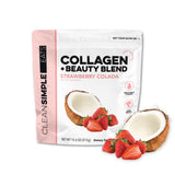 Collagène Clean Simple Eats – poudre beauté Fraise Colada, douceur tropicale pour votre routine.