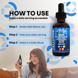 Clean Nutraceuticals NAD gouttes – absorption rapide intégrée en routine quotidienne.