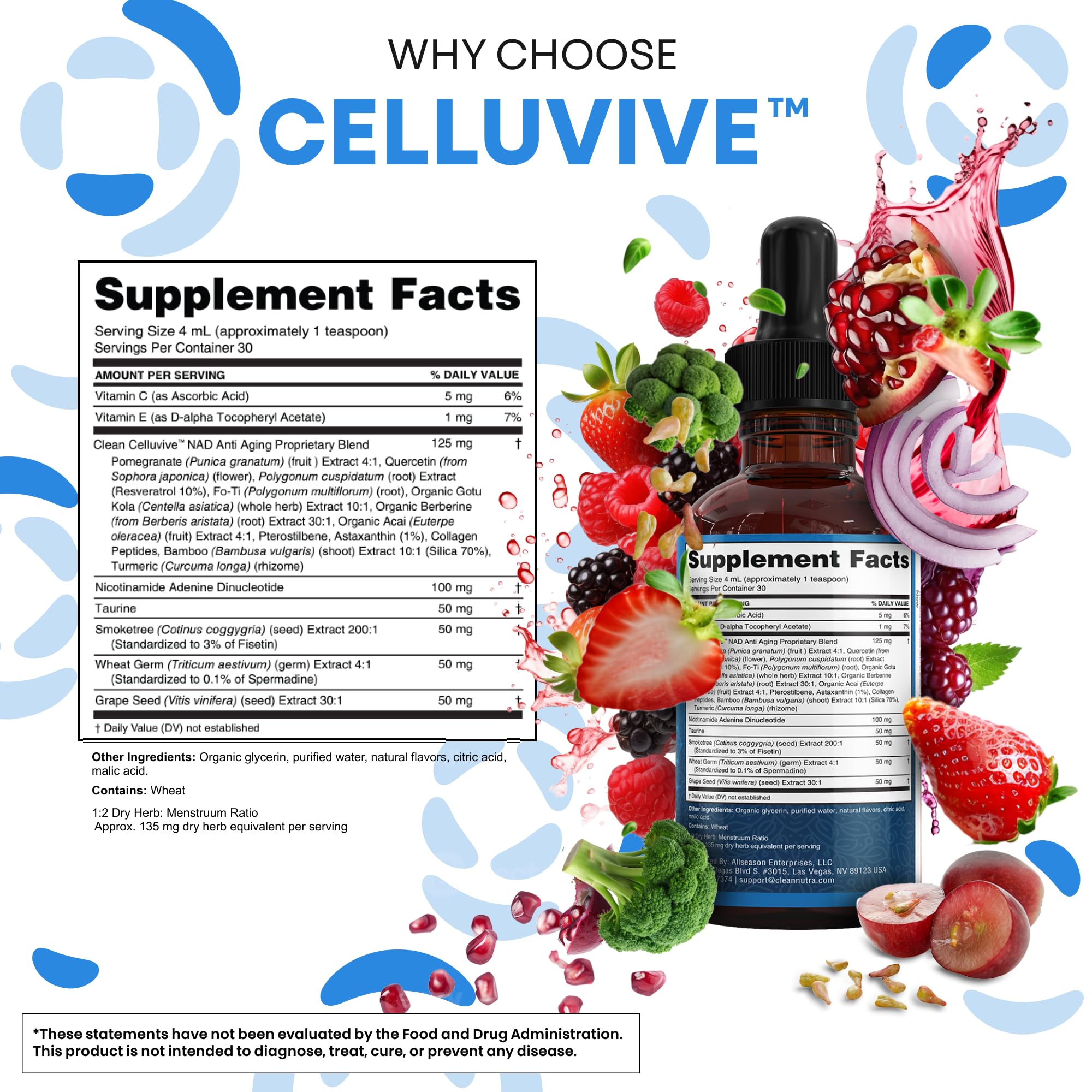Clean Nutraceuticals NAD gouttes – trans-resveratrol issu de la renouée du Japon.