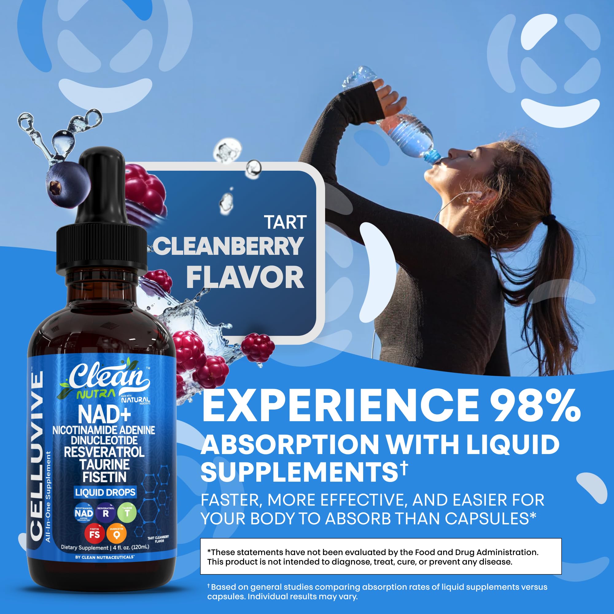 Clean Nutraceuticals NAD gouttes – soin peau et articulations grâce à la formule enrichie.