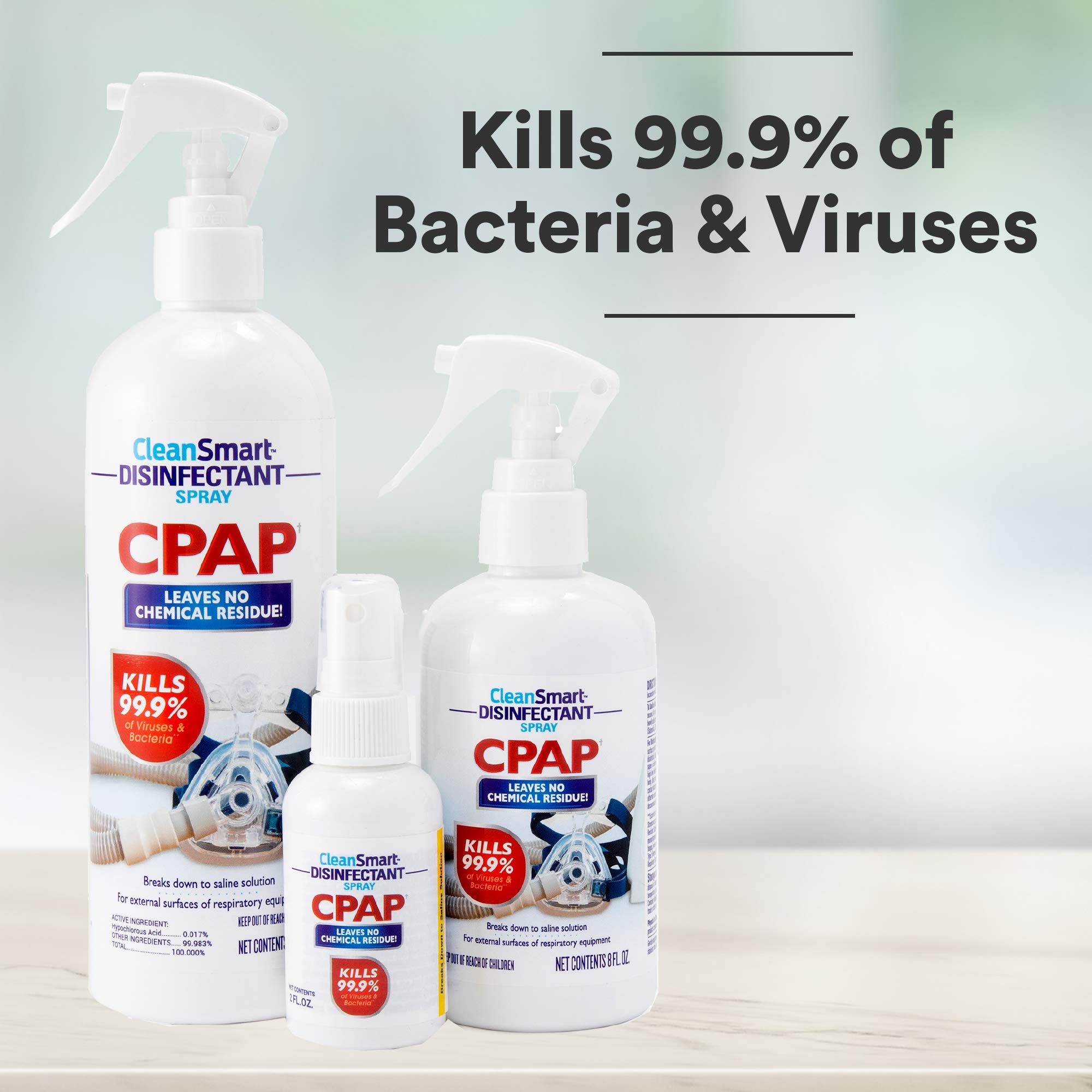 CleanSmart désinfectant spray pour masque CPAP, utilisation pratique après chaque séance