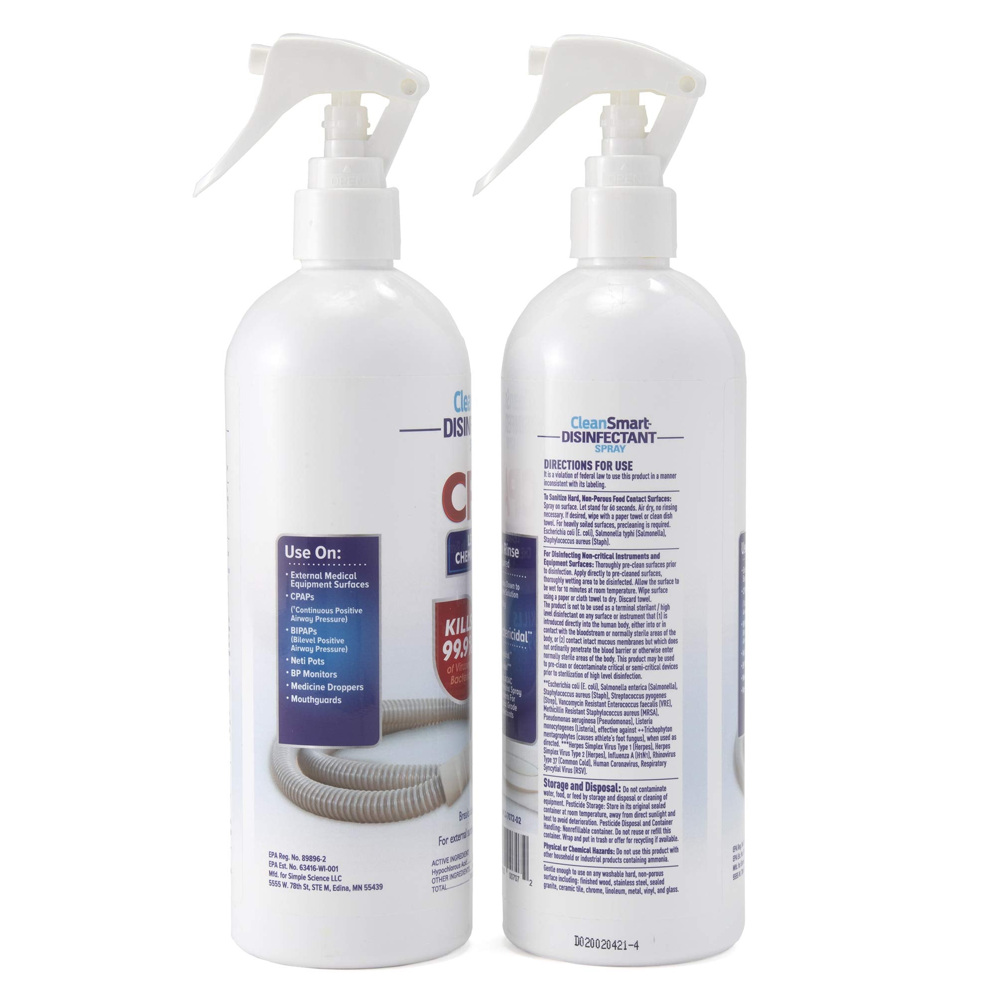 CleanSmart formule hypochloreuse naturelle, douceur pour les composants CPAP
