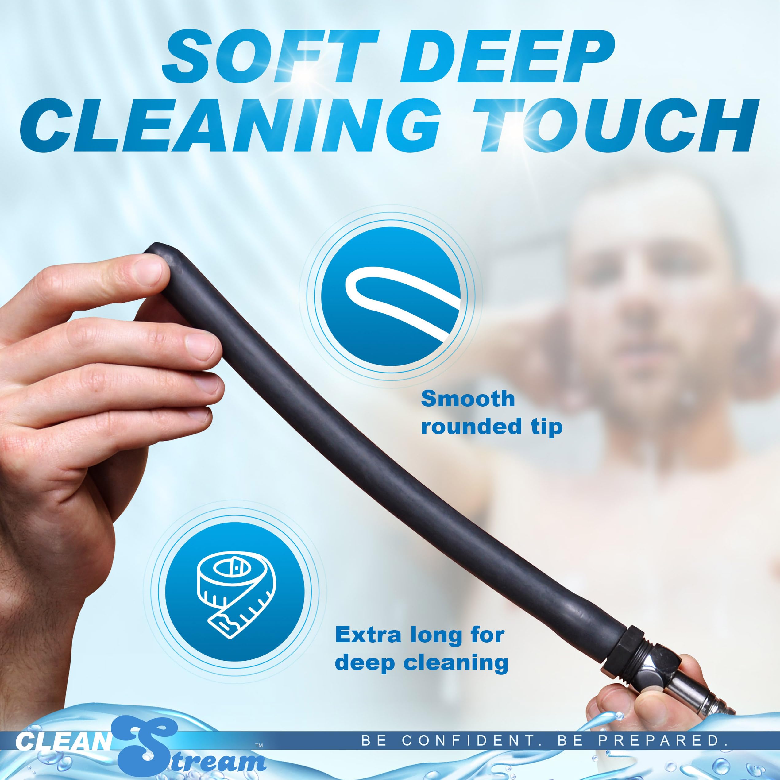 Embout douche silicone confort CleanStream, longueur 10 pouces et insertion pratique