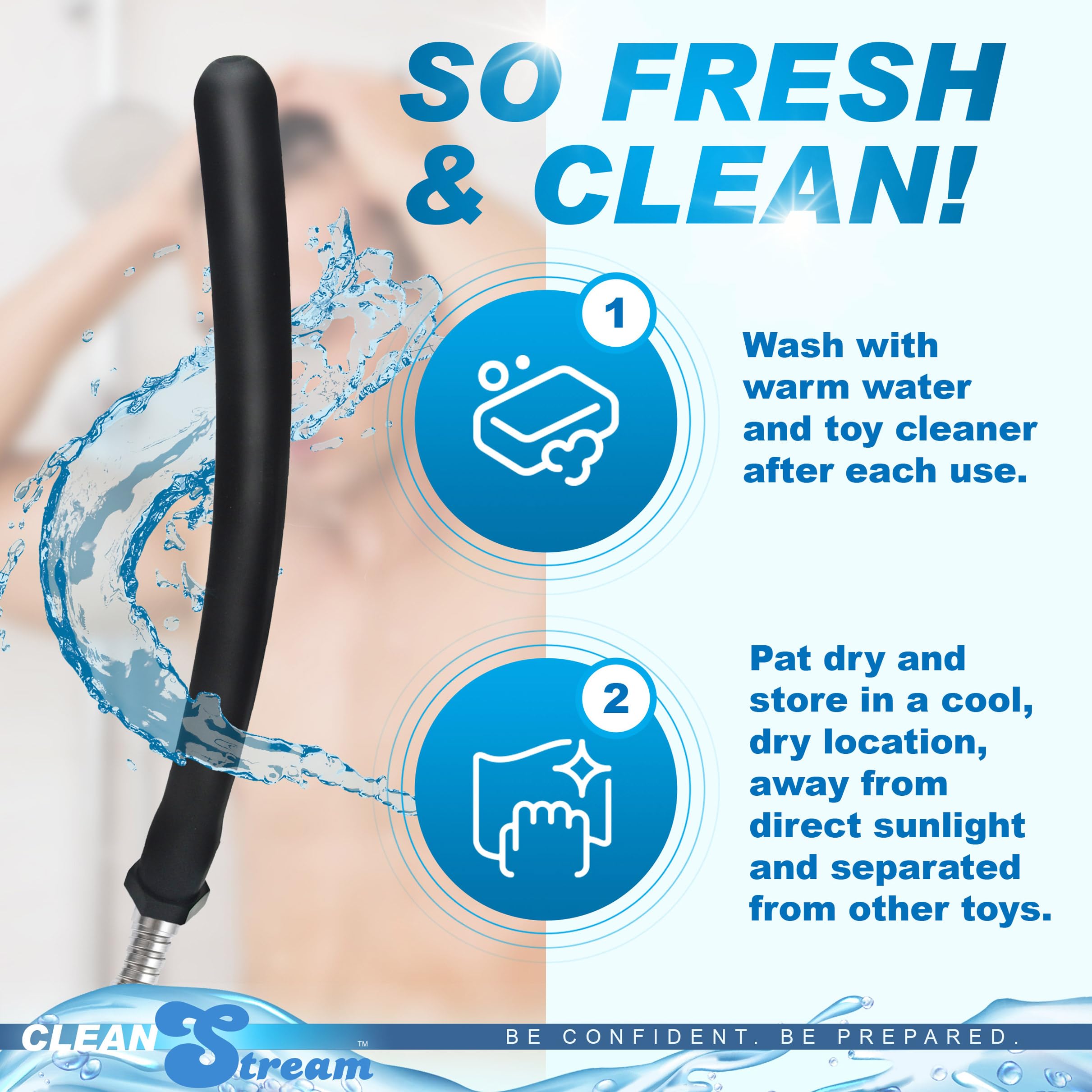 Embout douche silicone confort CleanStream, visser universel sur kit d'enema
