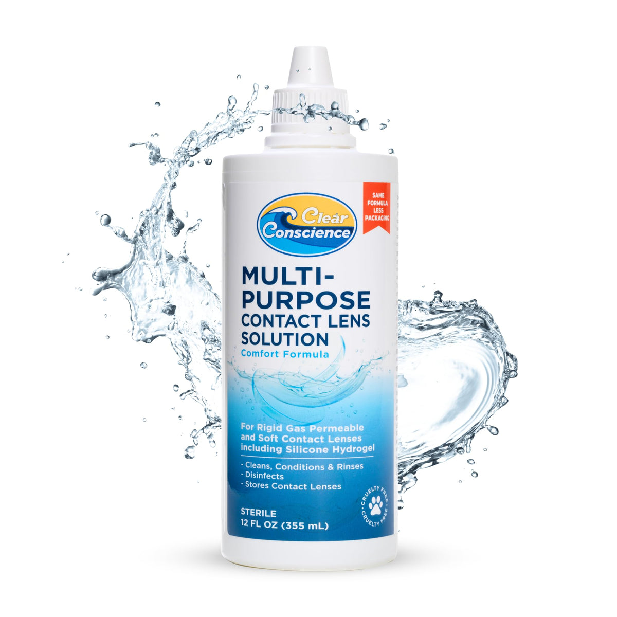 Clear Conscience bouteille anti-déversement pour rinçage quotidien des lentilles