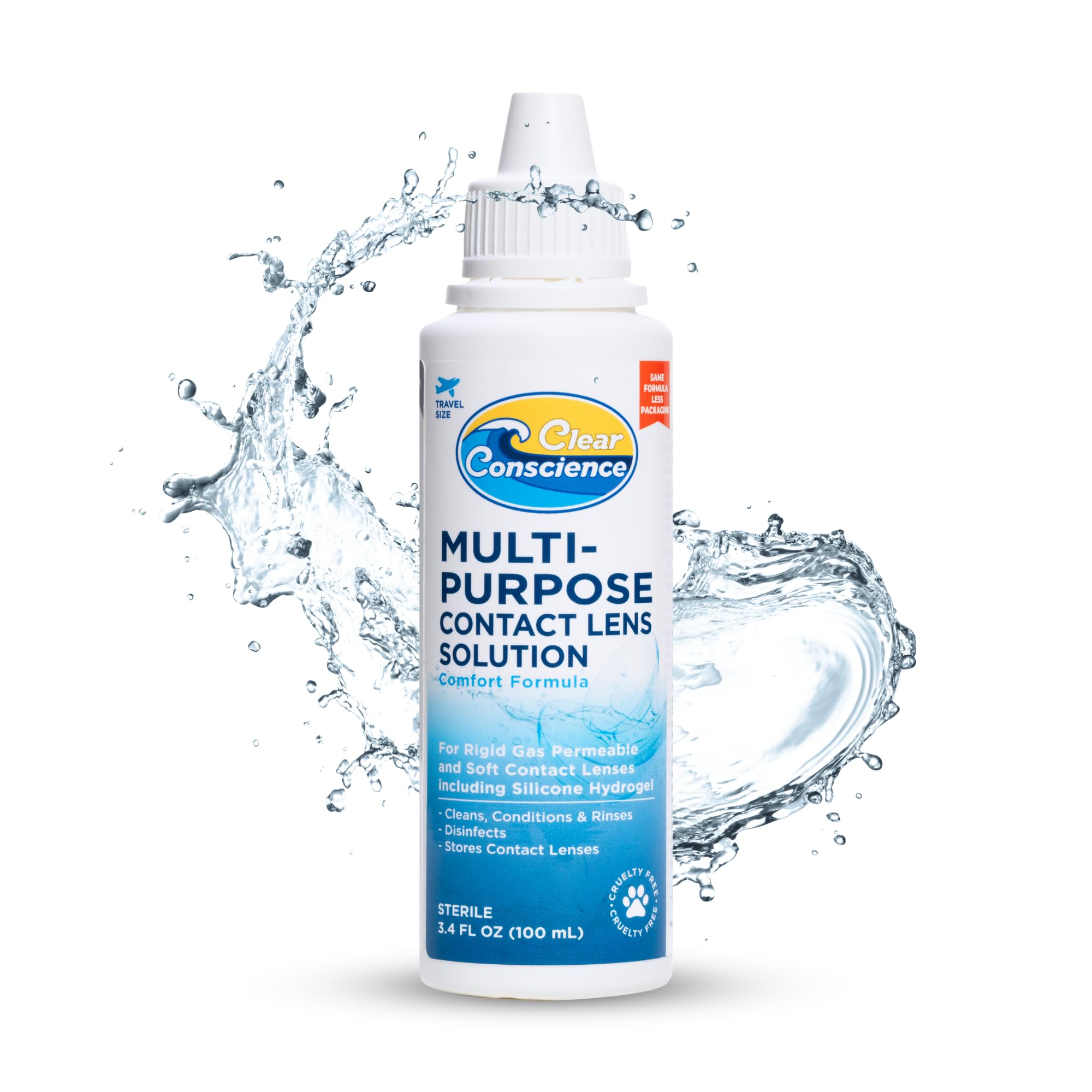 Clear Conscience, solution lentilles voyage: bouteille pratique 3onces