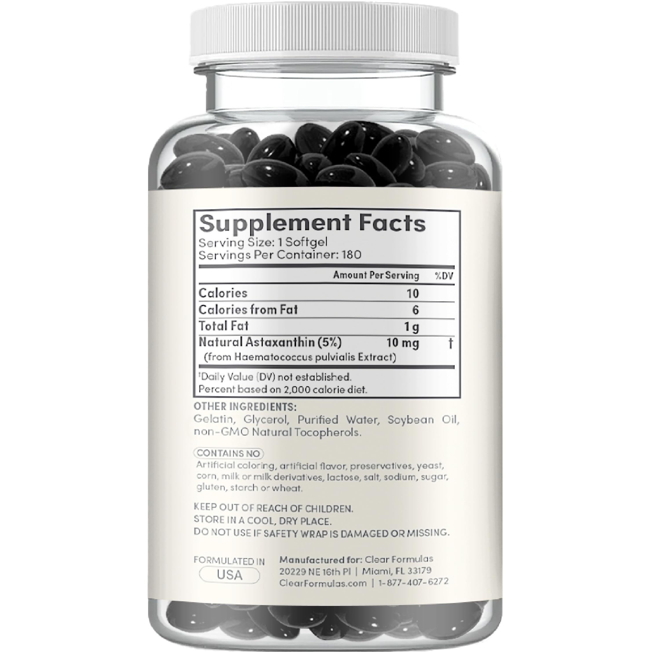 Astaxanthine Clear Formulas améliore l'absorption grâce à vitamine E et huile de soja.