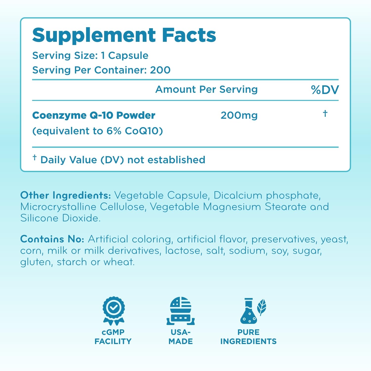 CoQ10 200 mg en capsules, dosage précis et pratique pour votre routine.