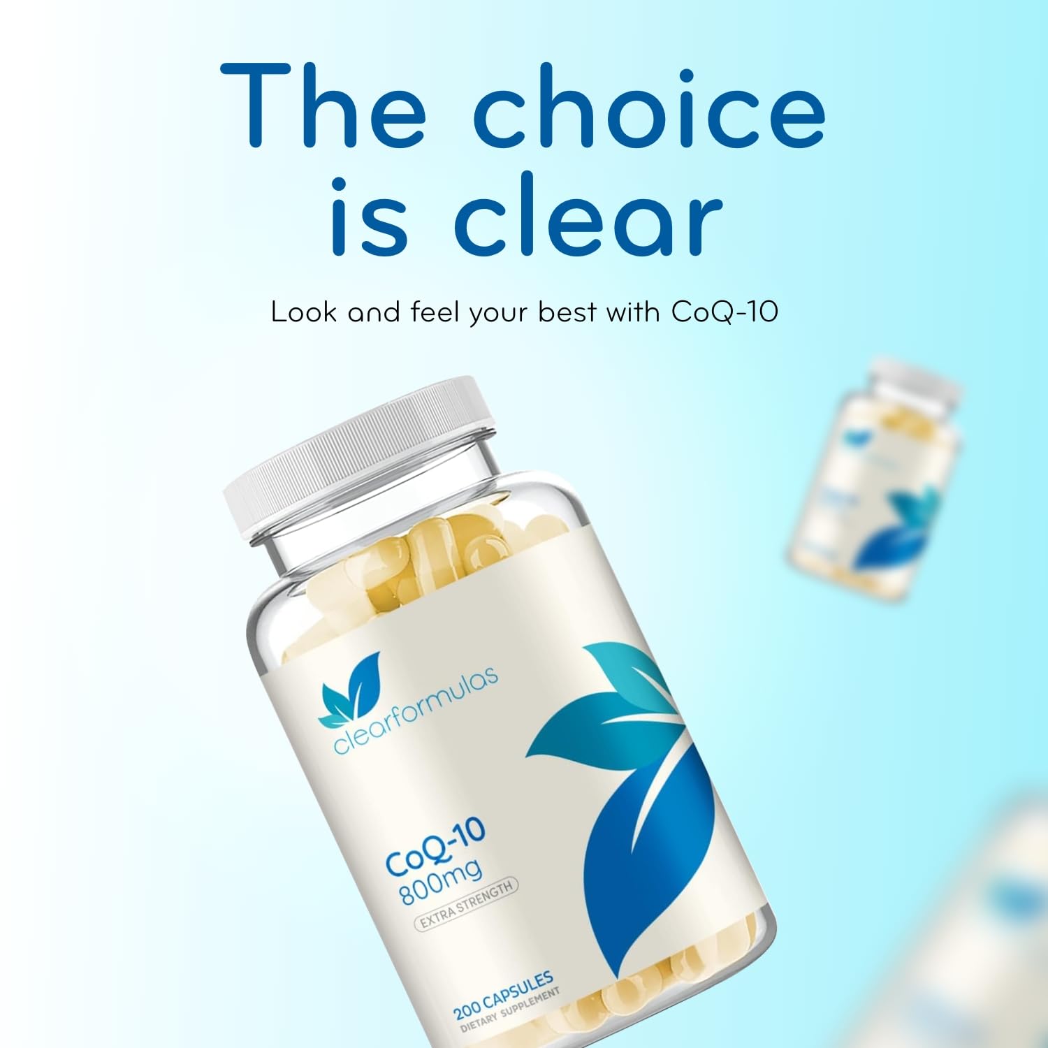 Clear Formulas CoQ10 800 mg, usage quotidien pratique avec repas.
