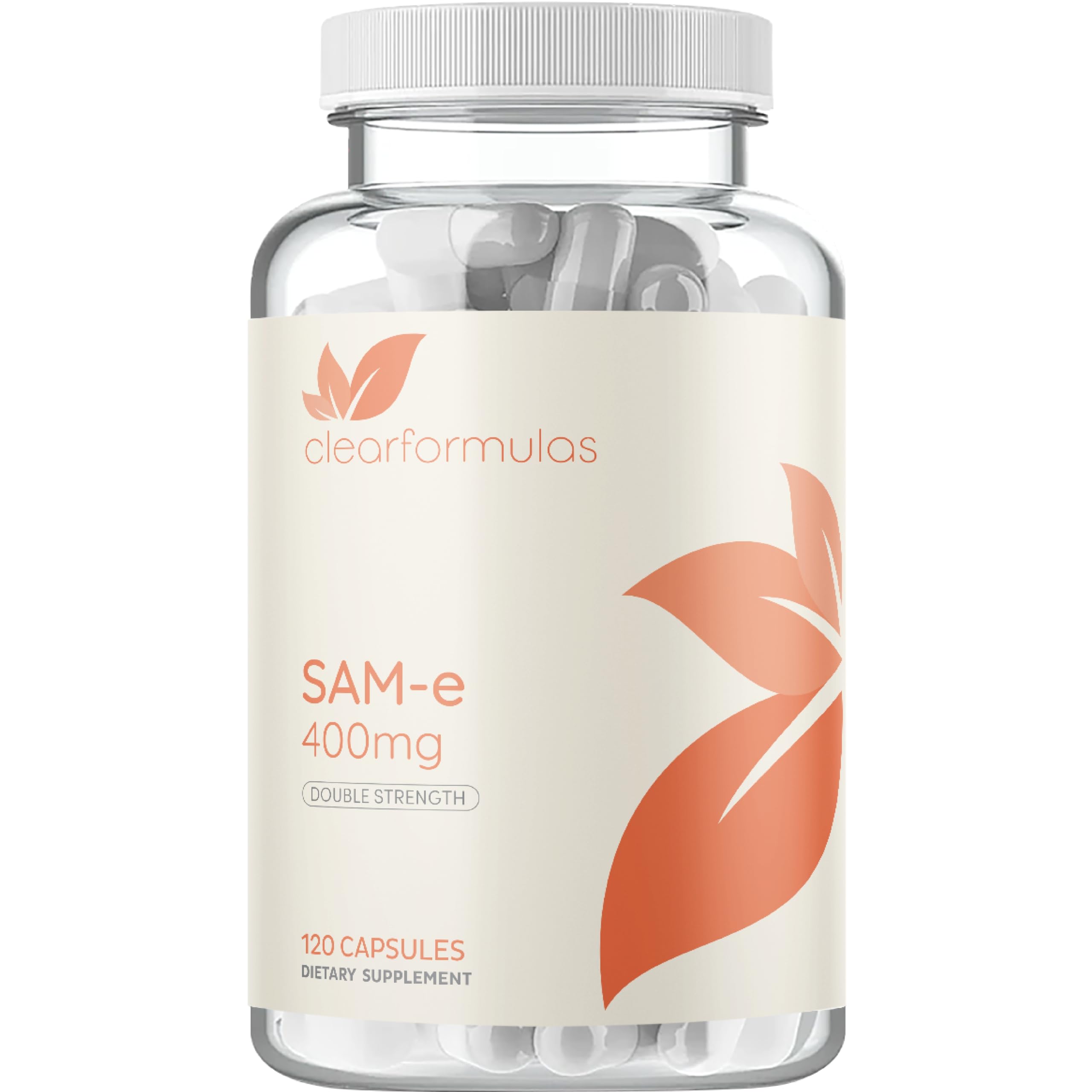 Clear Formulas SAM-e 400mg — bouteille présentée, soutien potentiel humeur et foie.