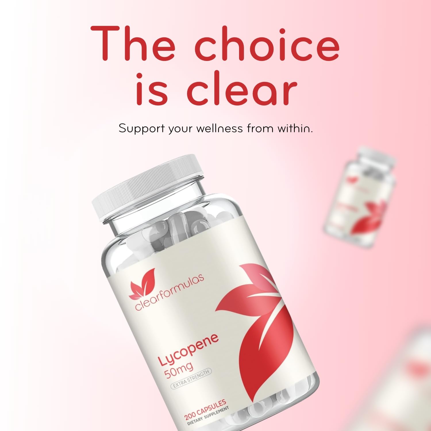 Sans allergènes et additifs, visuel Clear Formulas lycopène.